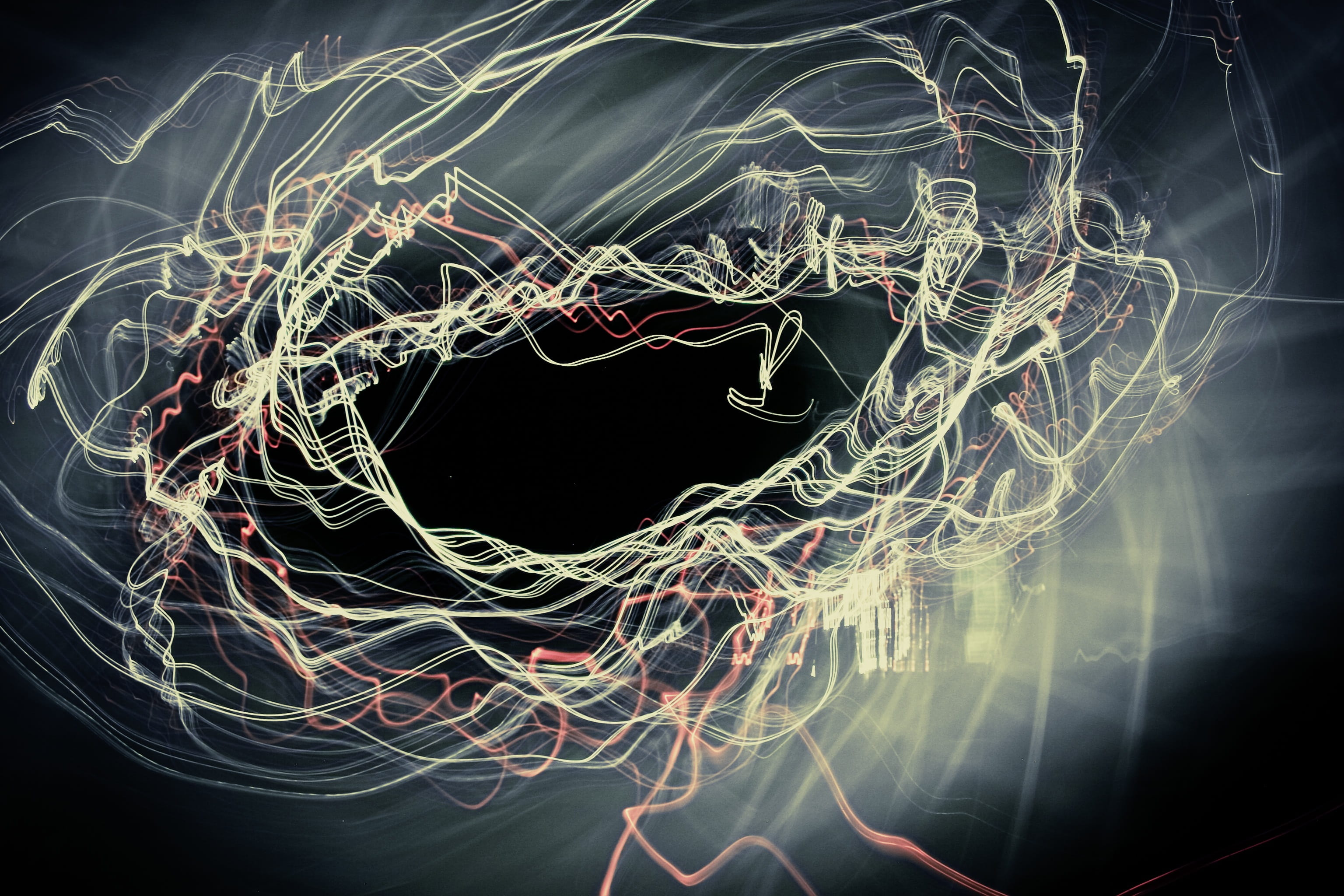 2K, digital composite, modern art, brown, Long Exposure, global communications, reflection, pattern, creative, black background, light trail, light - natural phenomenon, HD Wallpaper