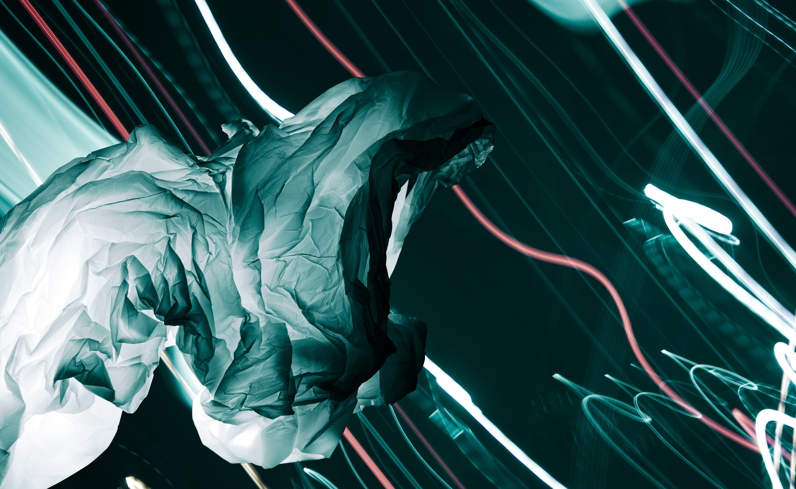 indoors, day, Lights, Cellophane, Abstract, animal, metal, white, gray, motion, creativity, turquoise colored, art and craft, black, Night, representation, HD Wallpaper