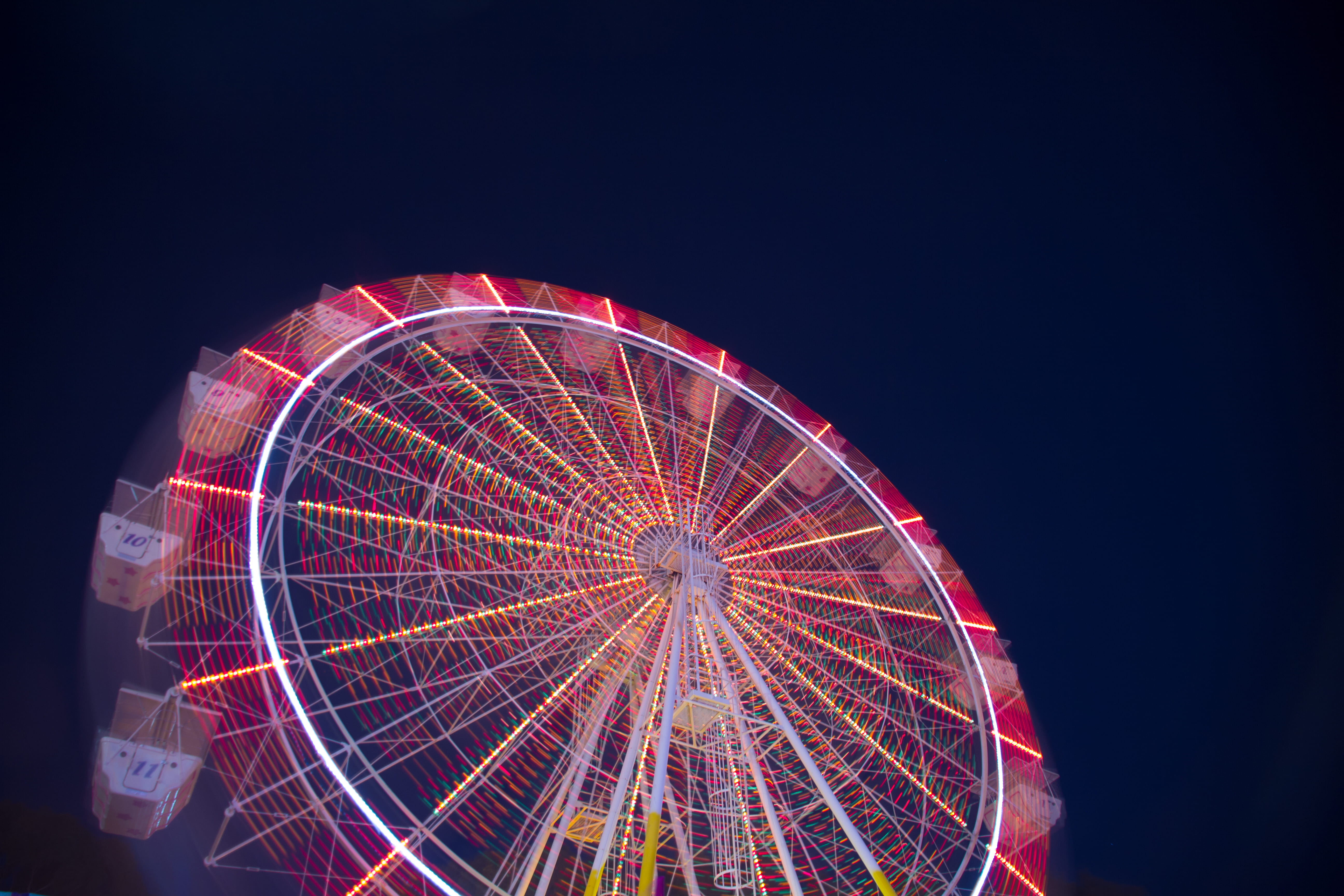 illuminated, arts culture and entertainment, long exposure, geometric shape, outdoors, speed, low, amusement park ride, enjoyment, no people, circle, carnival - celebration event, HD Wallpaper