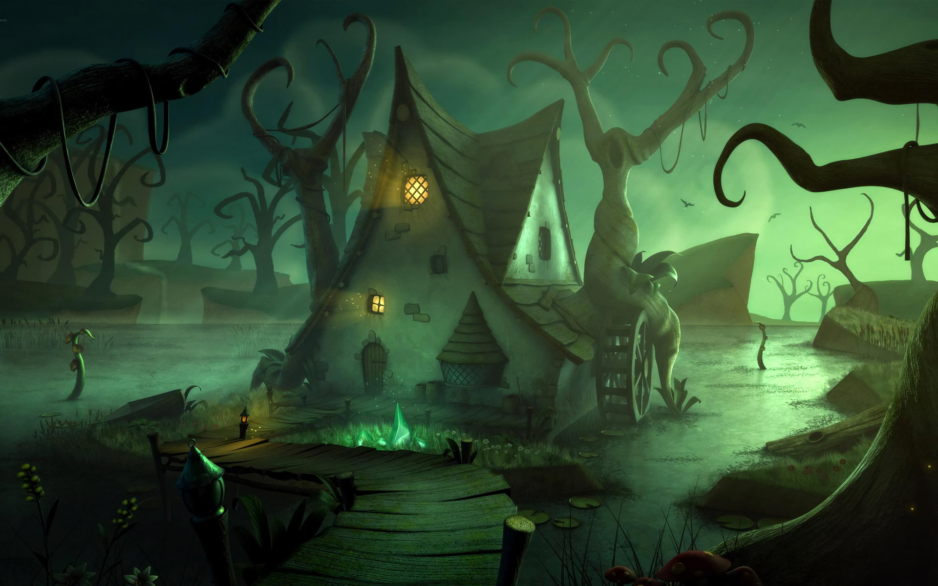 Halloween, Fantasy, 1080P, House, Swamp, HD Wallpaper