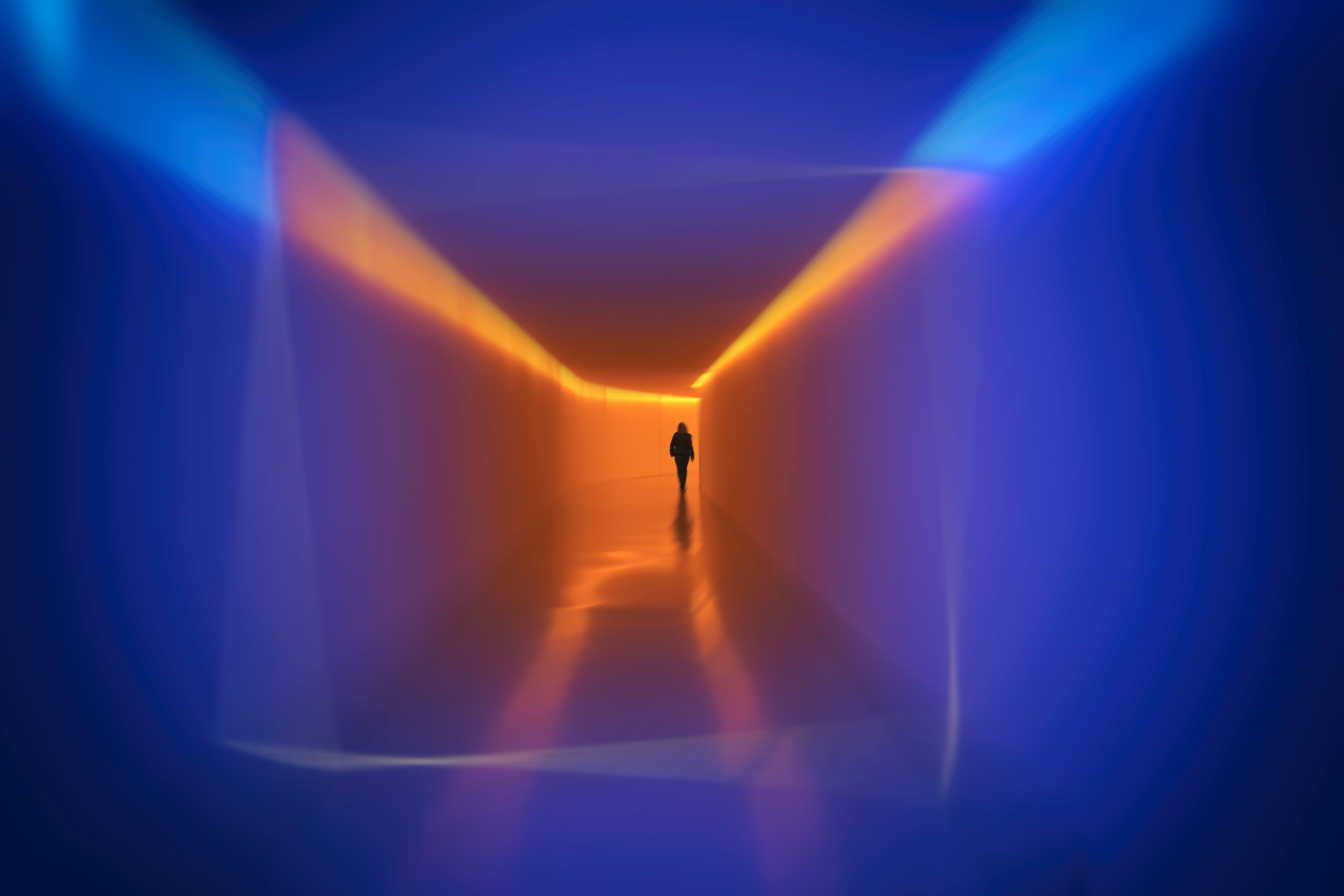 sky, shadow, full length, light, silhouette, lights, adult, blue, mystery, sunlight, light - natural phenomenon, digital, one person, abstract, walking, HD Wallpaper