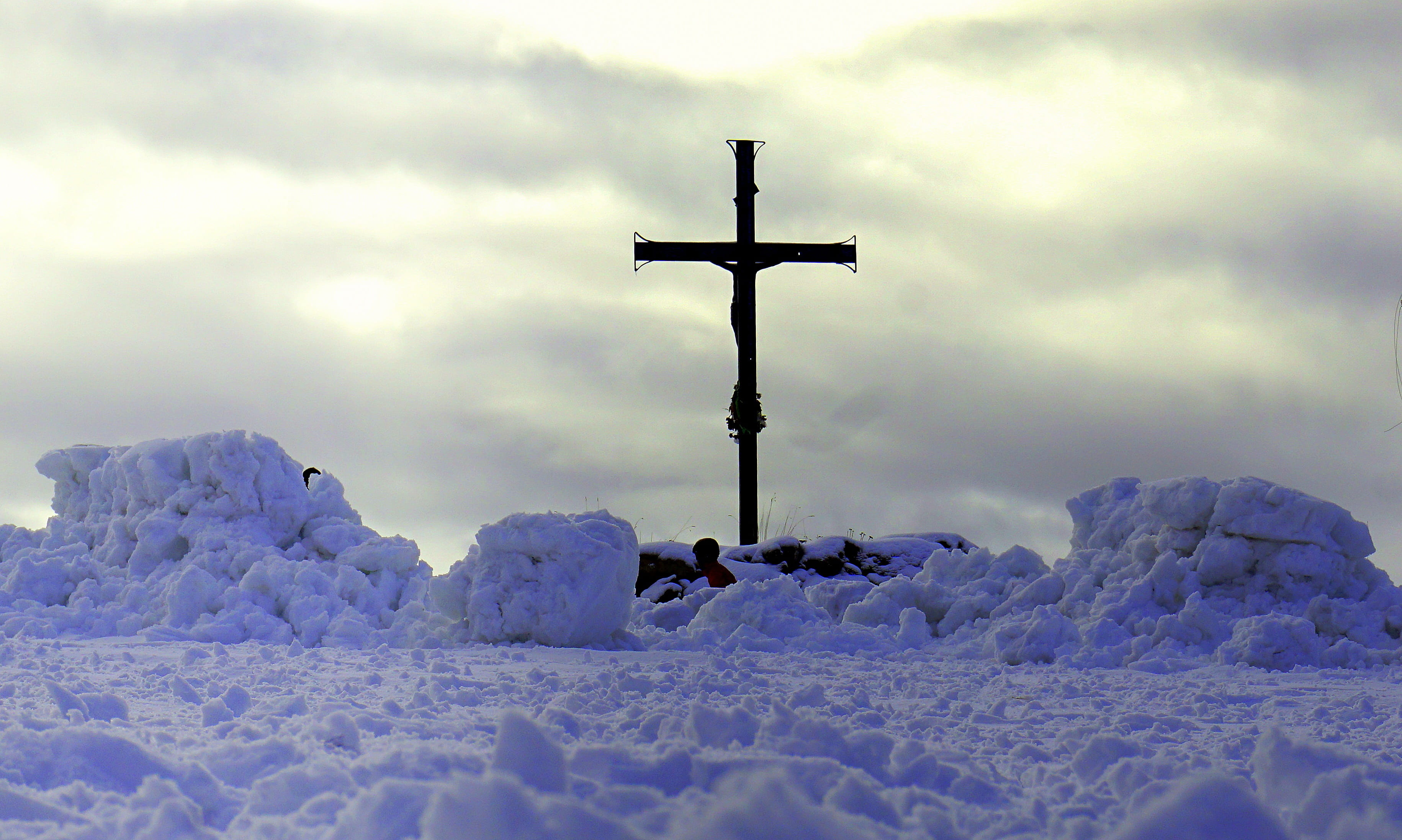 cold temperature, mountain, Religion, weather, spirituality, satins peguera, beauty in nature, field, cold, nevada, cadi, nevado, no people, easter, cloud - sky, HD Wallpaper