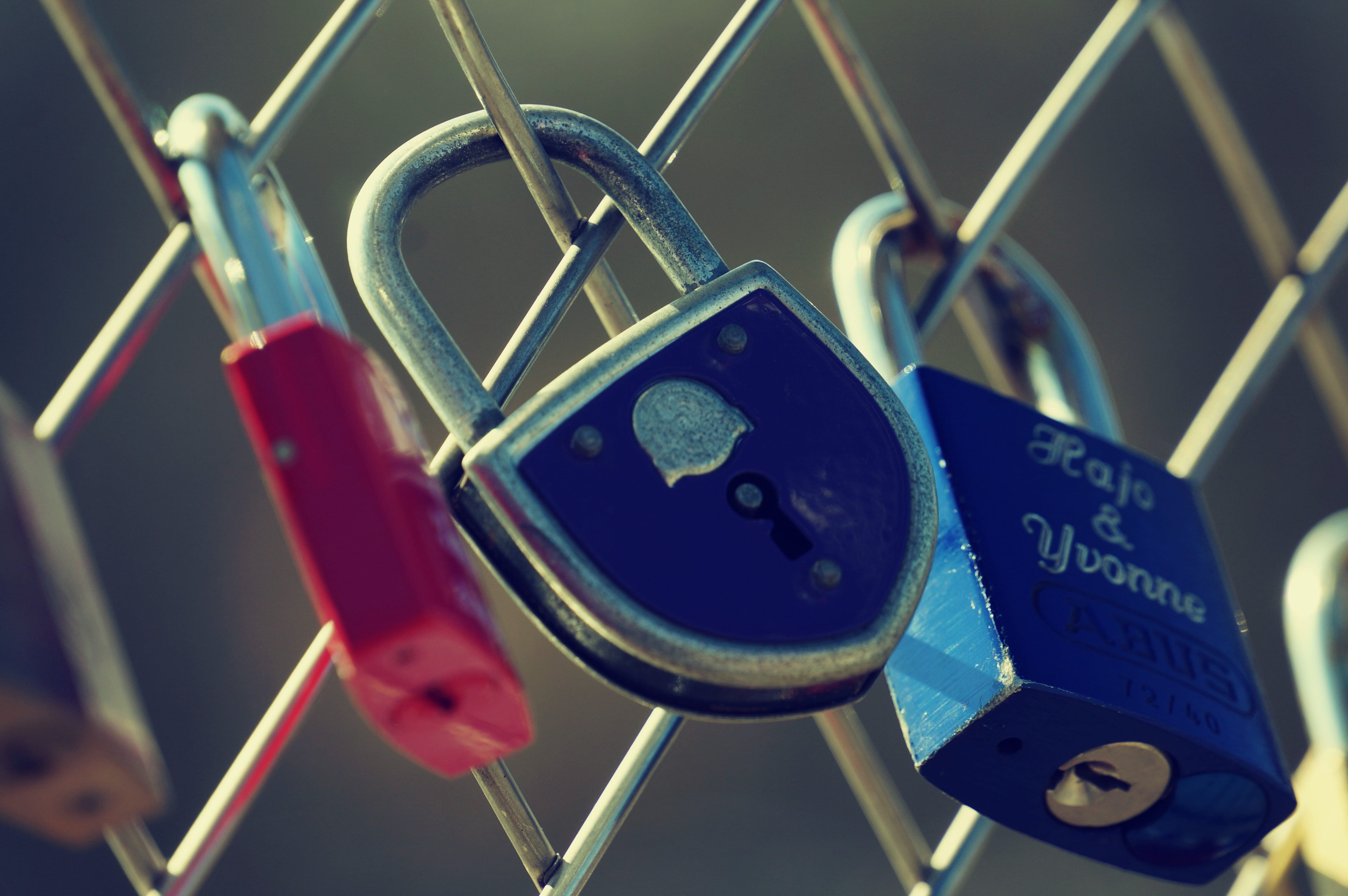 fence, security, protection, hope - concept, metal, positive emotion, safety, barrier, emotion, close-up, hanging, no people, day, friendship, castle, lock, HD Wallpaper