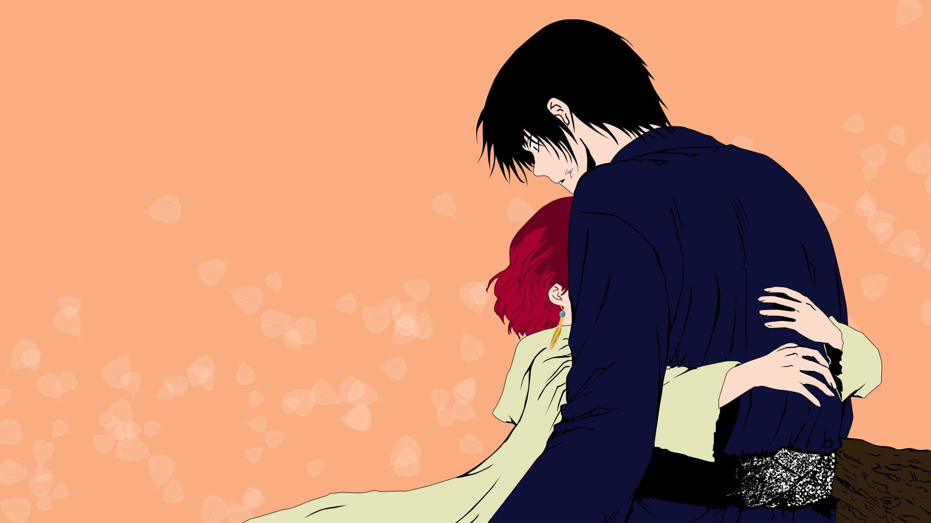 standing, lifestyles, real people, Love, waist up, 1080P, indoors, three quarter length, red, rear view, hairstyle, copy space, Hug, young men, Anime, HD Wallpaper