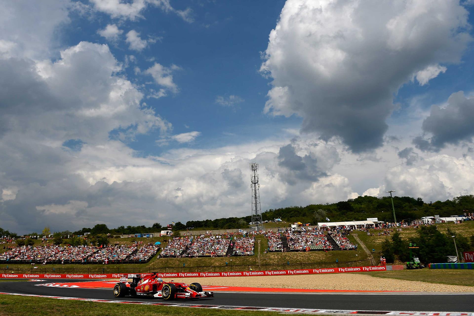 large group of people, sports race, spectator, nature, city, motorsport, transportation, 1080P, cloud - sky, competition, ferrari, day, mode of transportation, HD Wallpaper