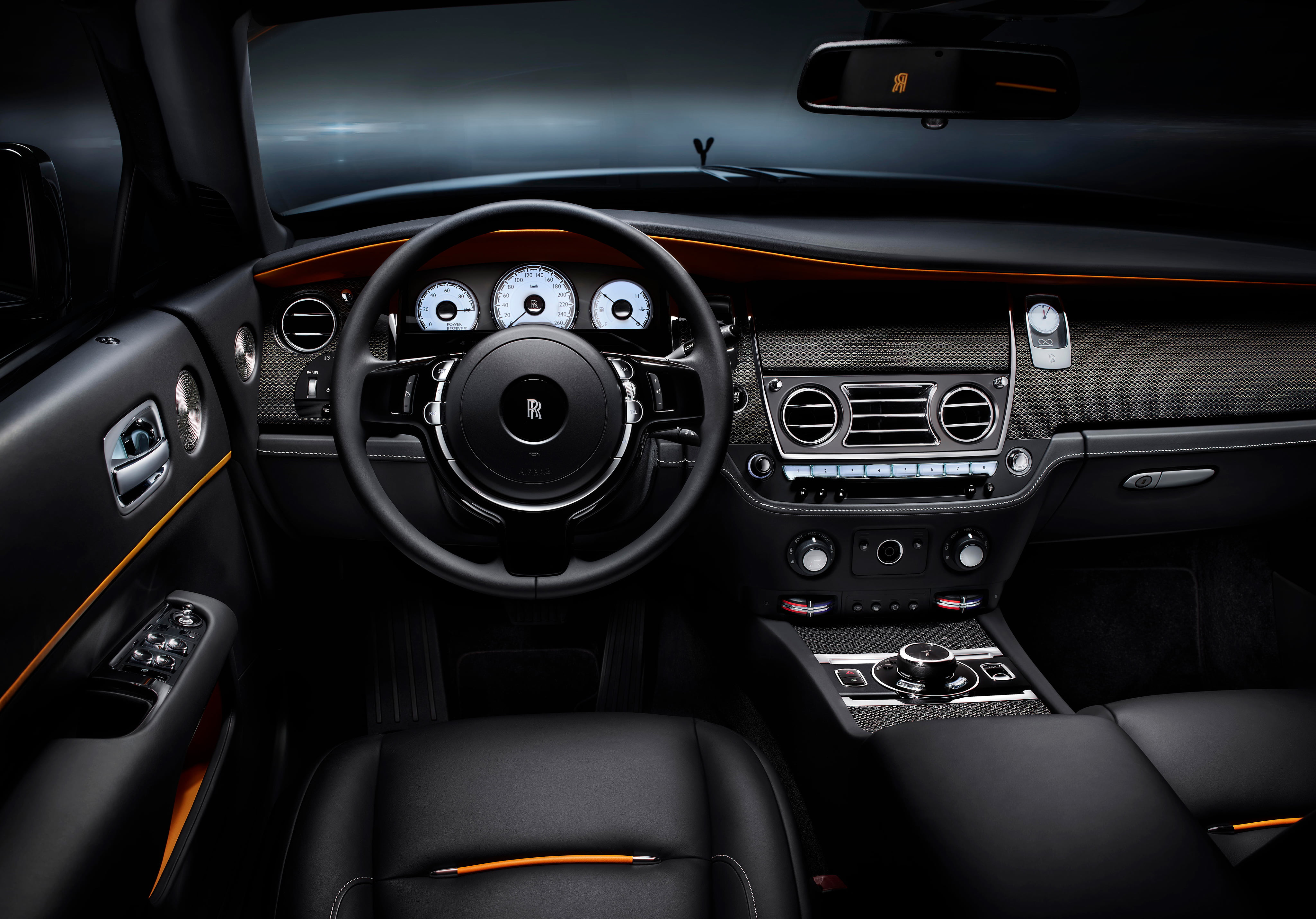 rolls royce dawn black badge, 4K, mode of transportation, transportation, speedometer, travel, motor vehicle, steering, control, 4k, vehicle interior, HD Wallpaper