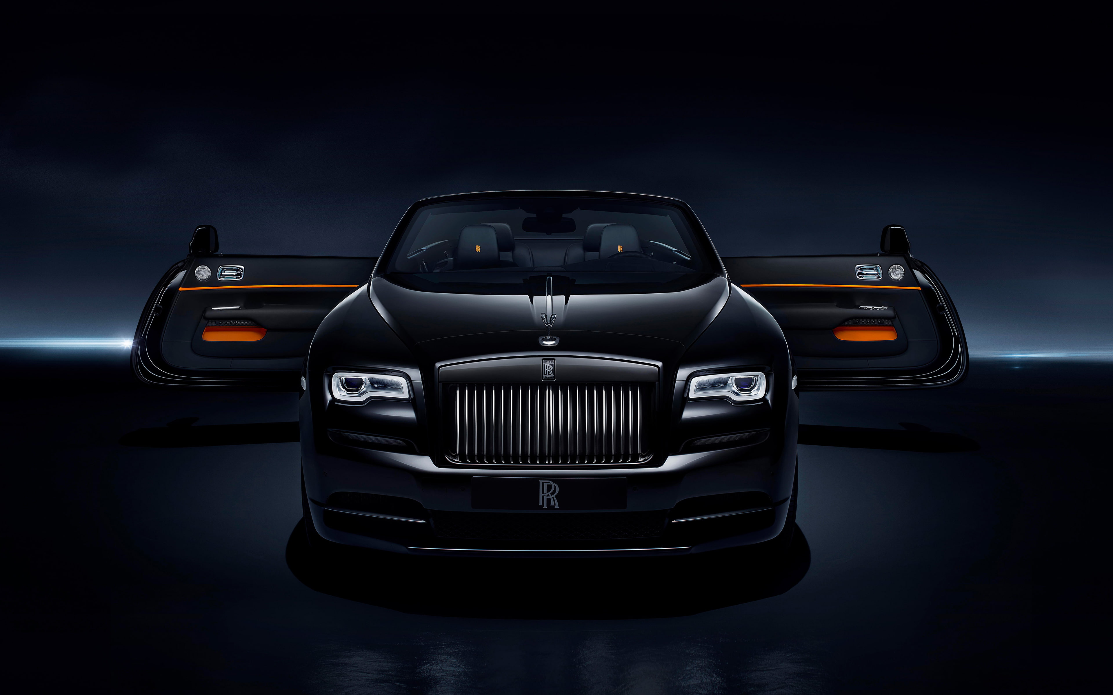 k, 4K, Black, Royce, Rolls, 2017, Badge, Dawn, HD Wallpaper