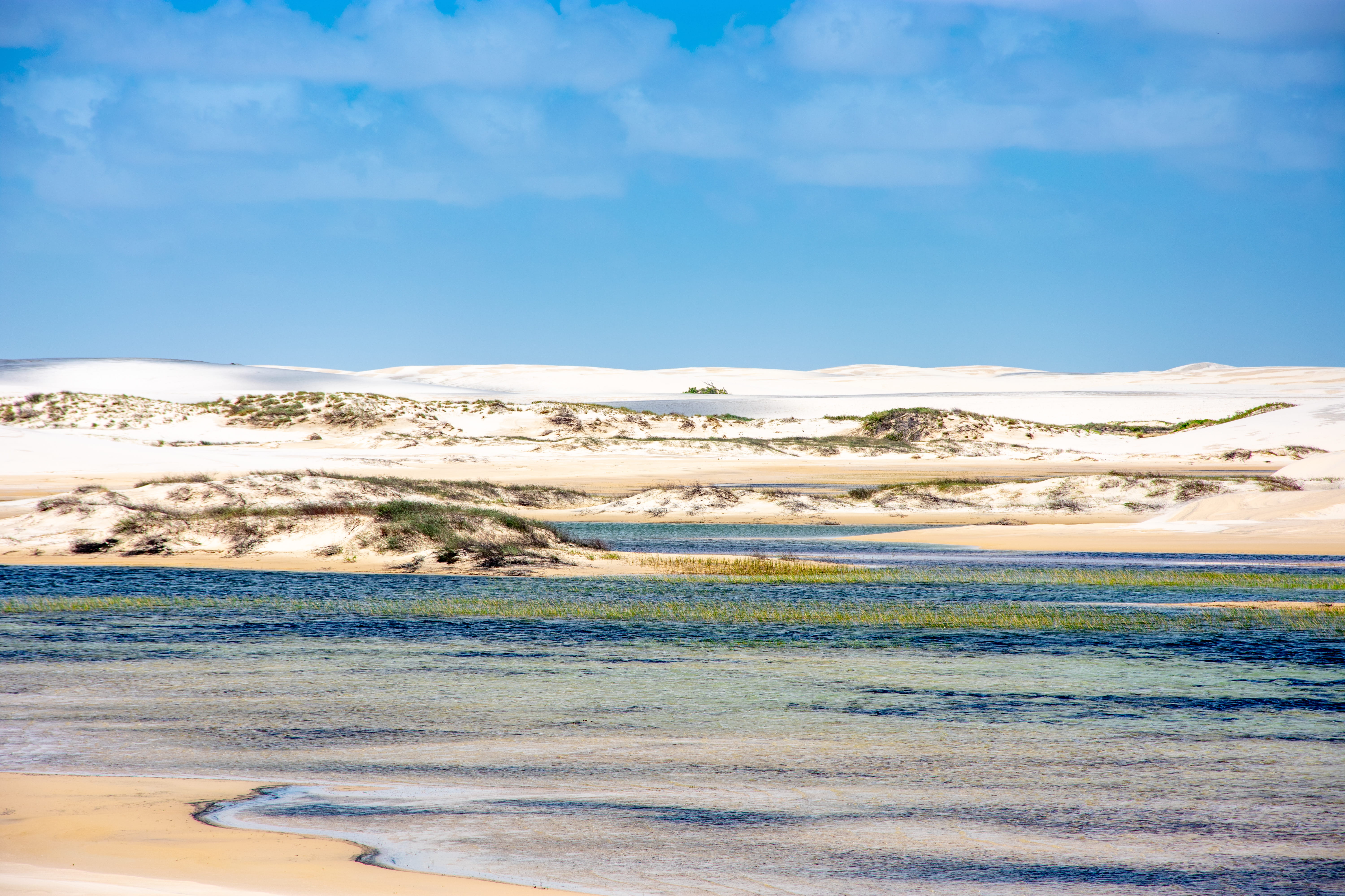 land, hot spring, landscape, scenery, lencois, scenics - nature, brazil, outdoors, geology, blue, sea, lagoon, arid climate, water, beauty in nature, ocean, HD Wallpaper
