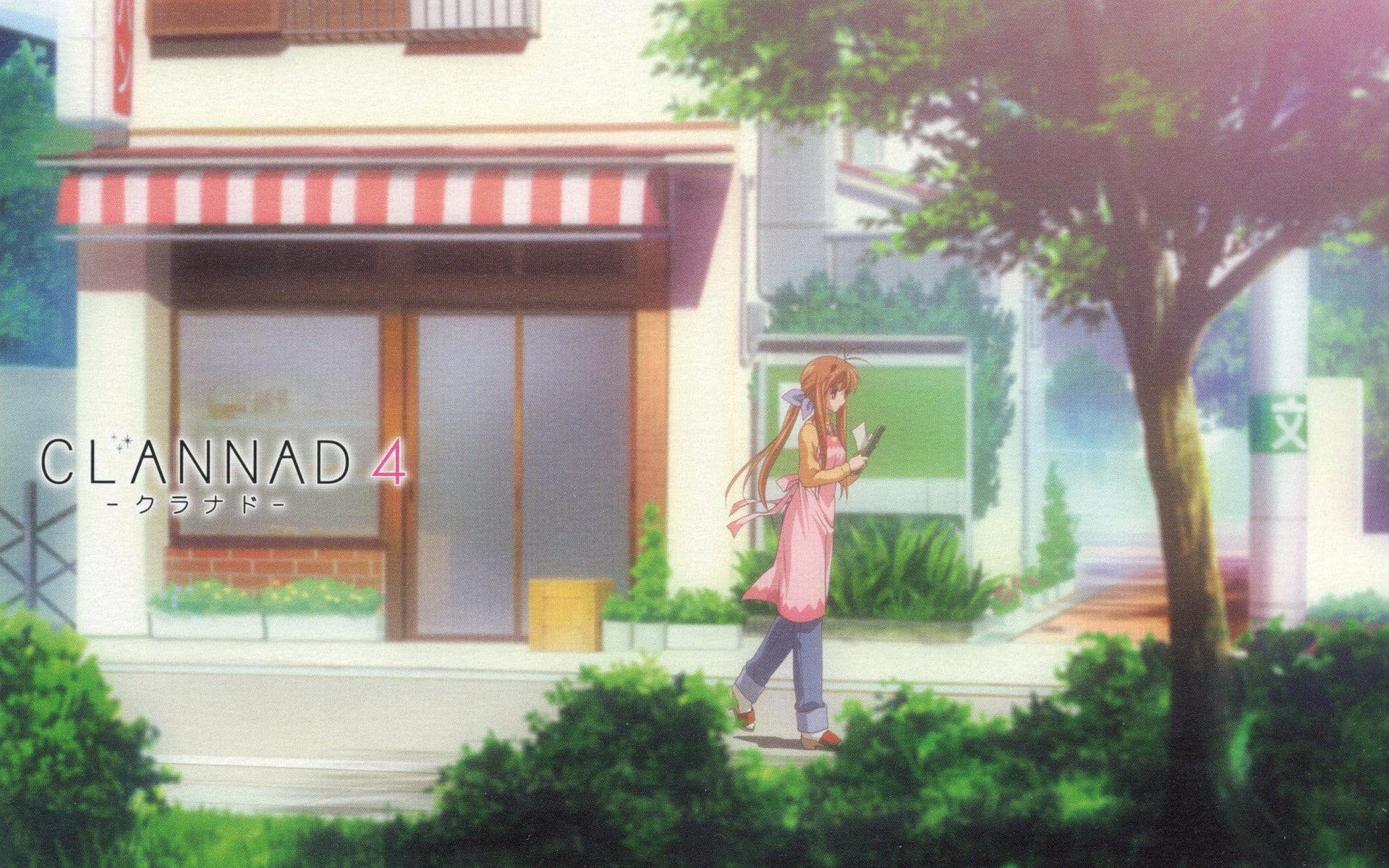 young adult, window, nature, Furukawa Sanae, standing, outdoors, real people, tree, adult, hairstyle, day, young women, Clannad, front view, full length, HD Wallpaper