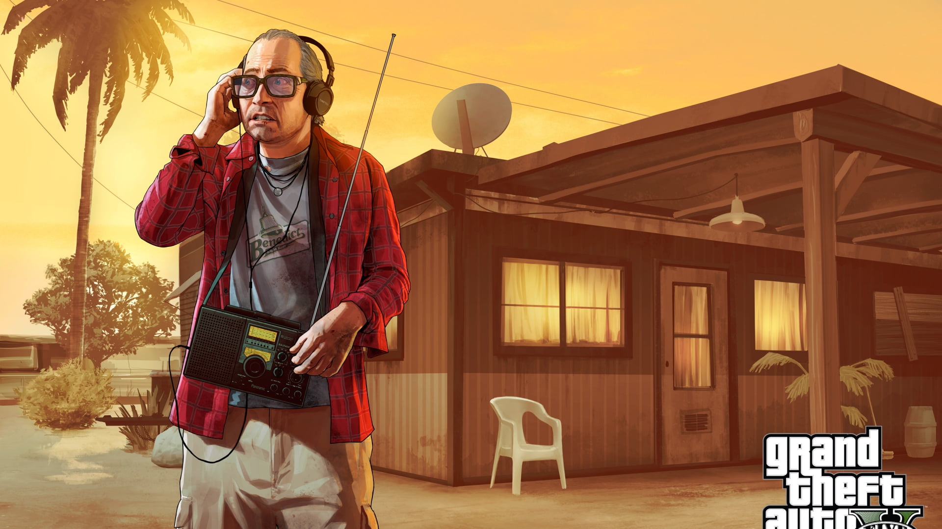 ps games, holding, eyeglasses, technology, xbox games, adult, lifestyles, games, sky, architecture, built structure, 1080P, men, gta 5, glasses, sunset, HD Wallpaper