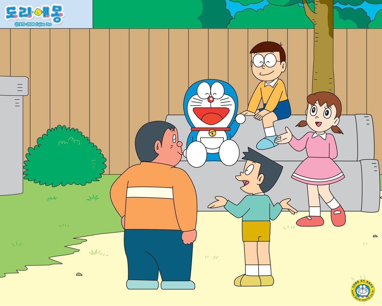 sky, childhood, teenager, females, group of people, cloud - sky, offspring, males, Anime, people, child, communication, boys, emotion, family, 720P, Doraemon, HD Wallpaper