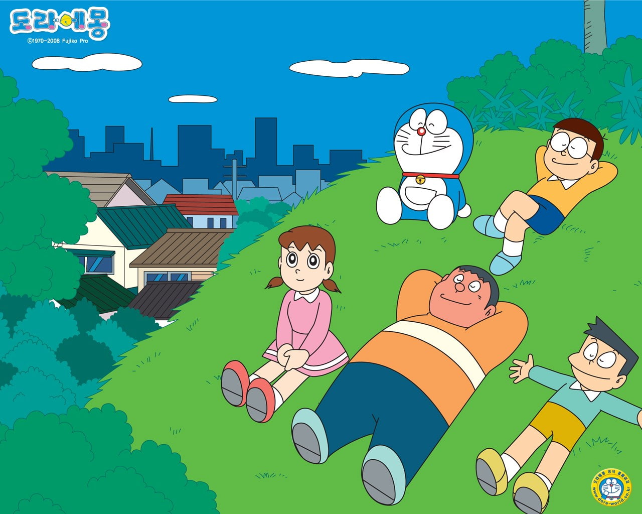 cute, residential district, built structure, people, childhood, males, architecture, men, child, 720P, plant, adult, cloud - sky, doraemon, offspring, HD Wallpaper