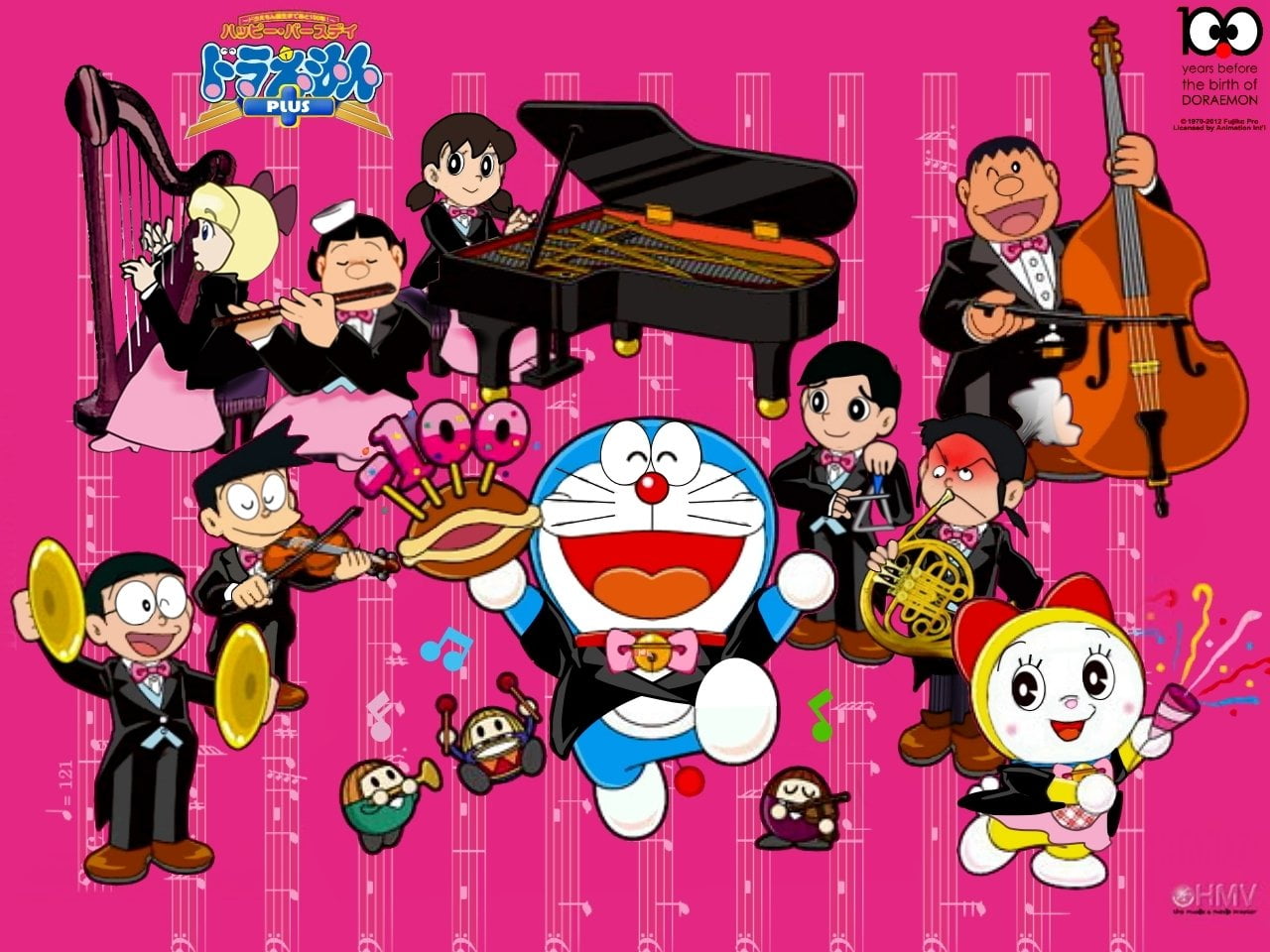 musical instrument, Doraemon, Anime, girls, guitar, males, teenage boys, offspring, performance, music, group of people, musician, people, arts culture and entertainment, HD Wallpaper