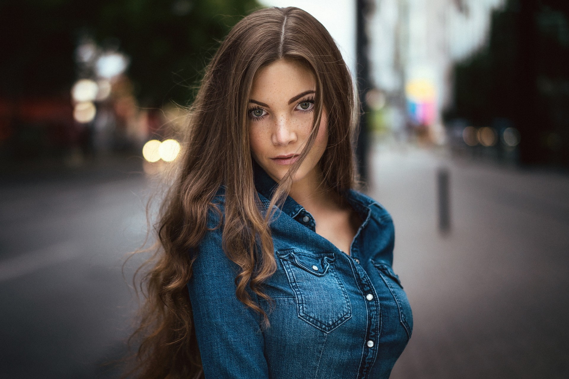 1080P, portrait, women, 1920x1280, freckles, model, brunette, HD Wallpaper