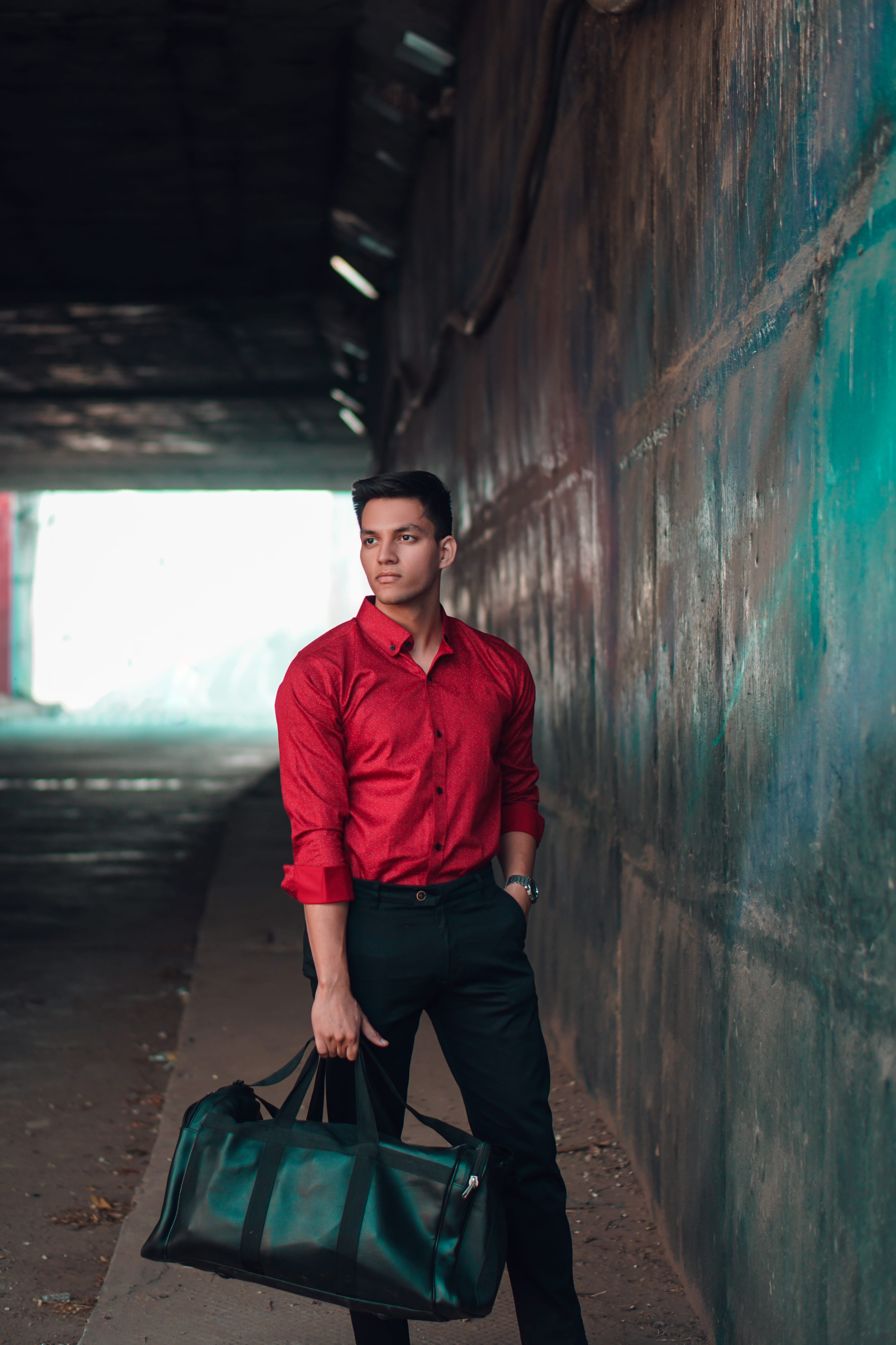 young men, built structure, looking, outdoors, fine-looking, wall - building feature, real people, 5K, person, lifestyles, red, front view, leisure activity, Phone HD Wallpaper