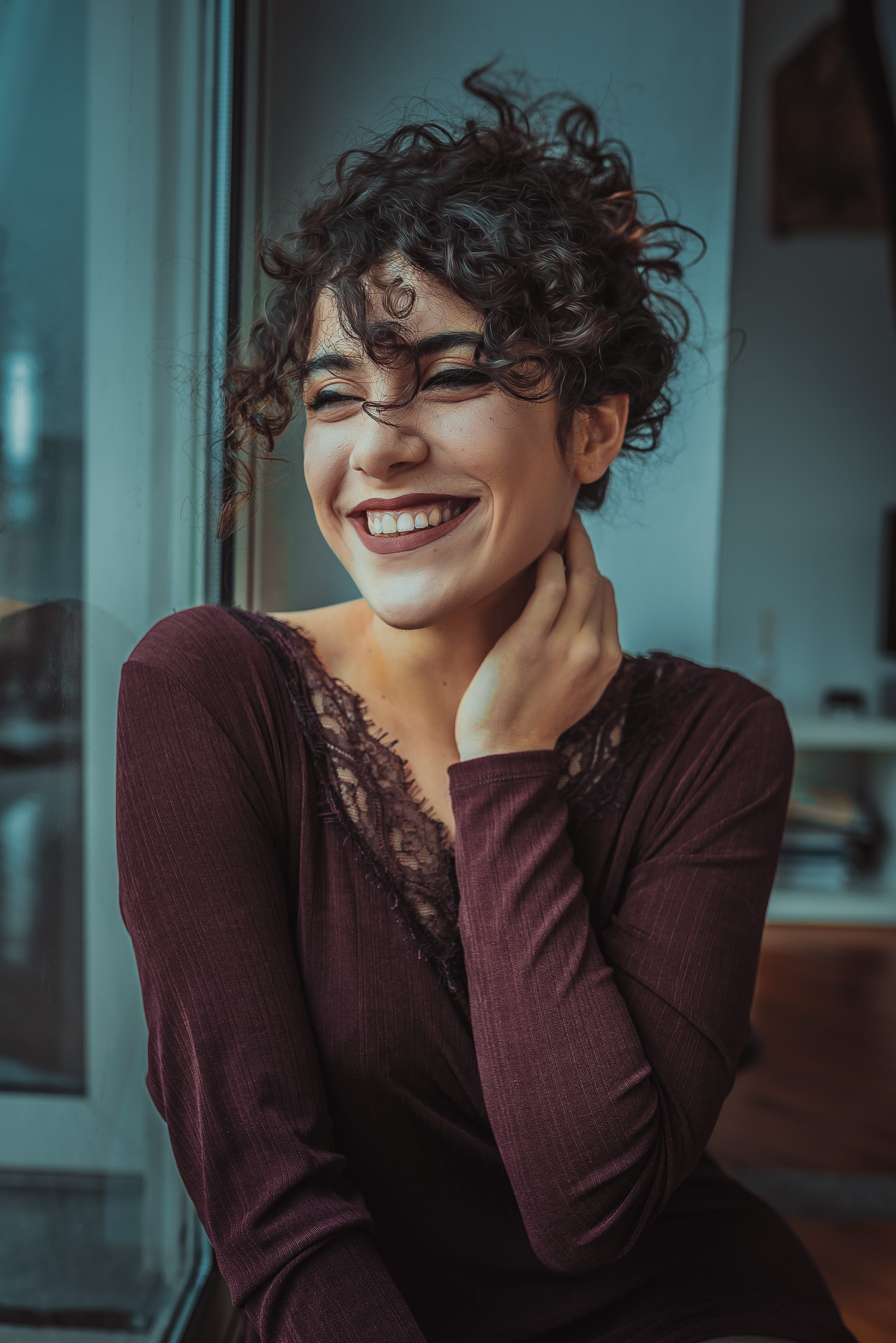 hairstyle, one person, young women, portrait, lifestyles, front view, photoshoot, short hair, person, model, 5K, leisure activity, posing, wear, indoors, Phone HD Wallpaper