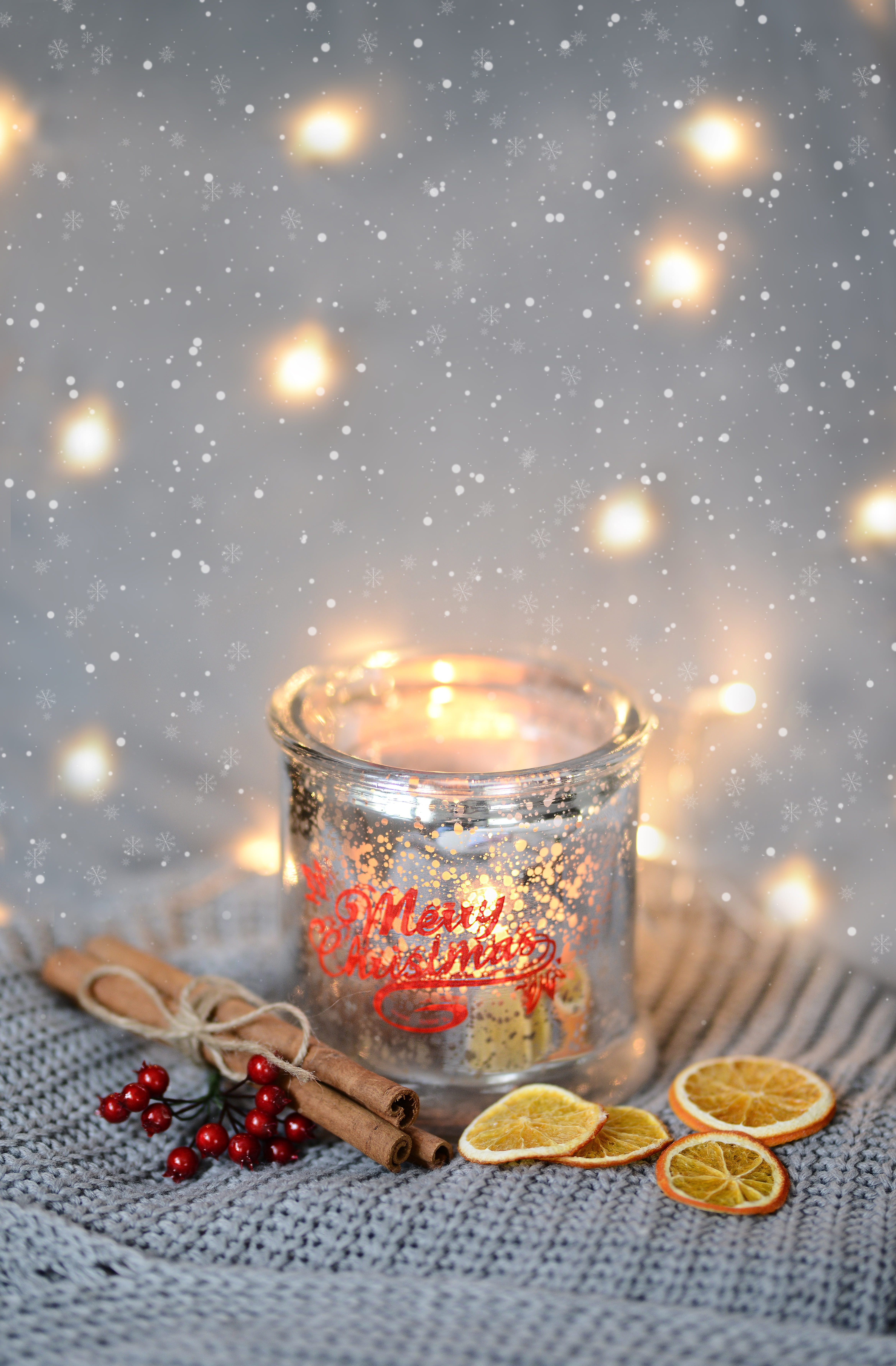beautiful, nature, celebration, holiday, shine, mandarins, magic, tea light, illuminated, the scenery, christmas, mood, cinnamon, light, bokeh, vertical, Phone HD Wallpaper