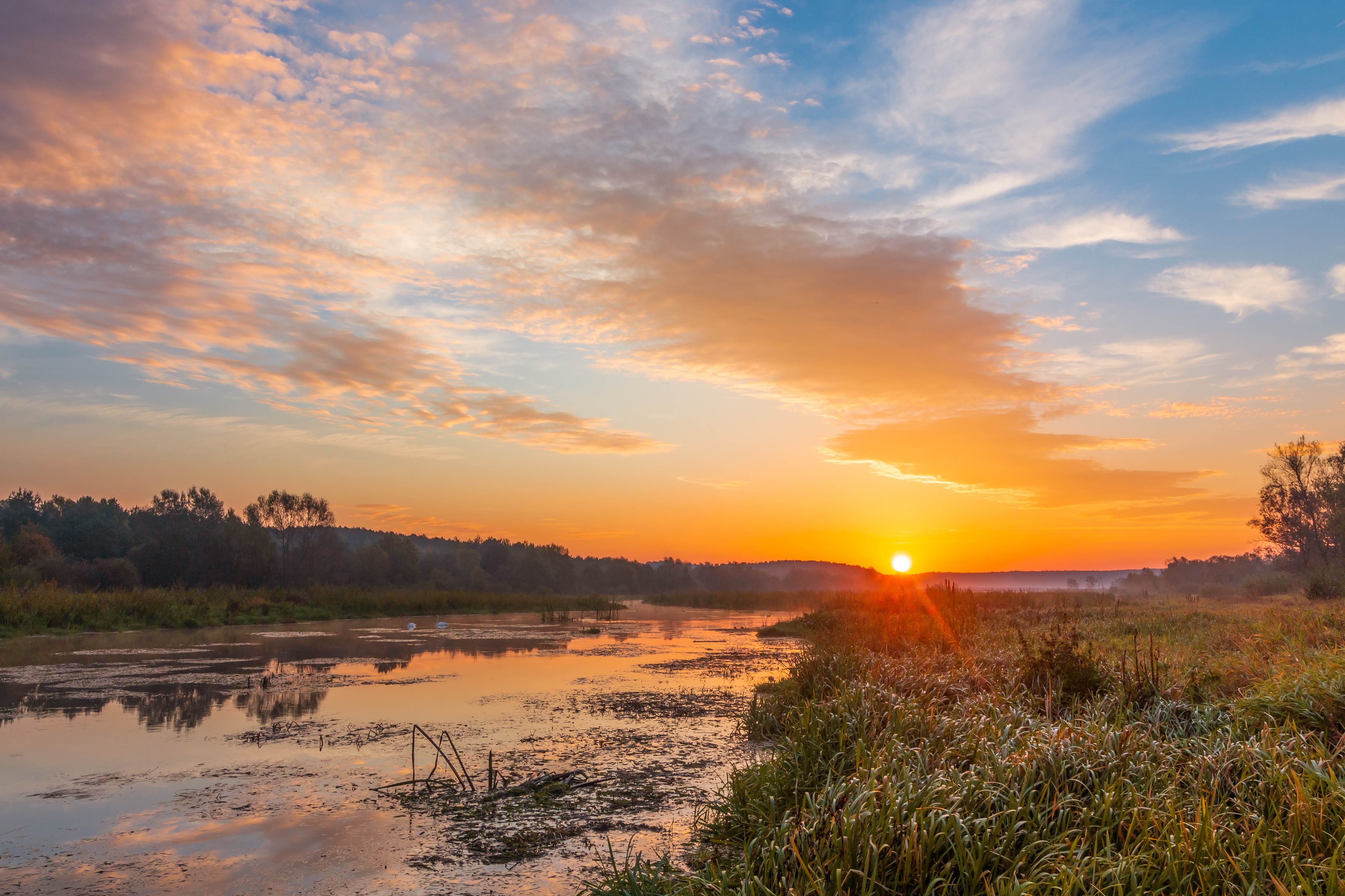 water, environment, in the morning, scenery, figure, sun, lake, sunrise, orange, tranquil scene, scenics - nature, nature, the sun, glow, sky, light, sunset, HD Wallpaper