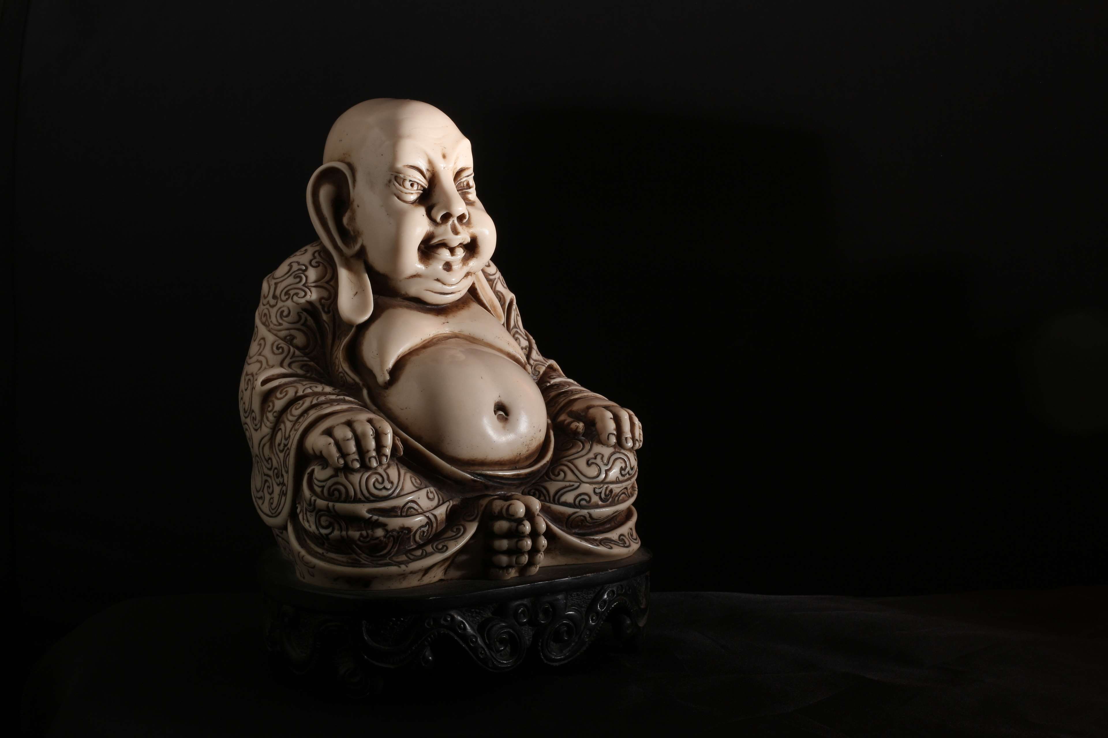 creativity, human representation, craft, statue, asia, chinese, idol, thai, close-up, asian, buddha, black background, sculpture, stone, carving - craft product, HD Wallpaper