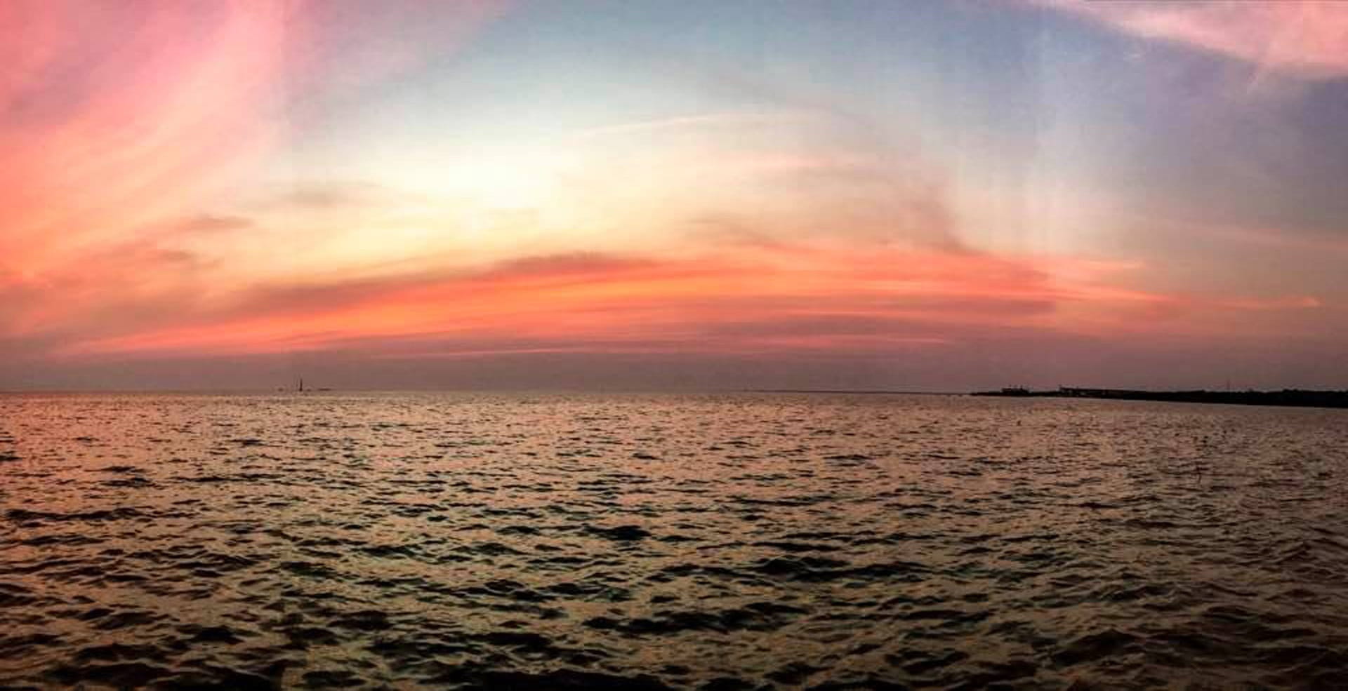 sun, dramatic sky, Pu, Sea, nature, 1080P, environment, cloud - sky, outdoors, land, tranquility, sky, tranquil scene, sunset, scenics - nature, horizon, HD Wallpaper