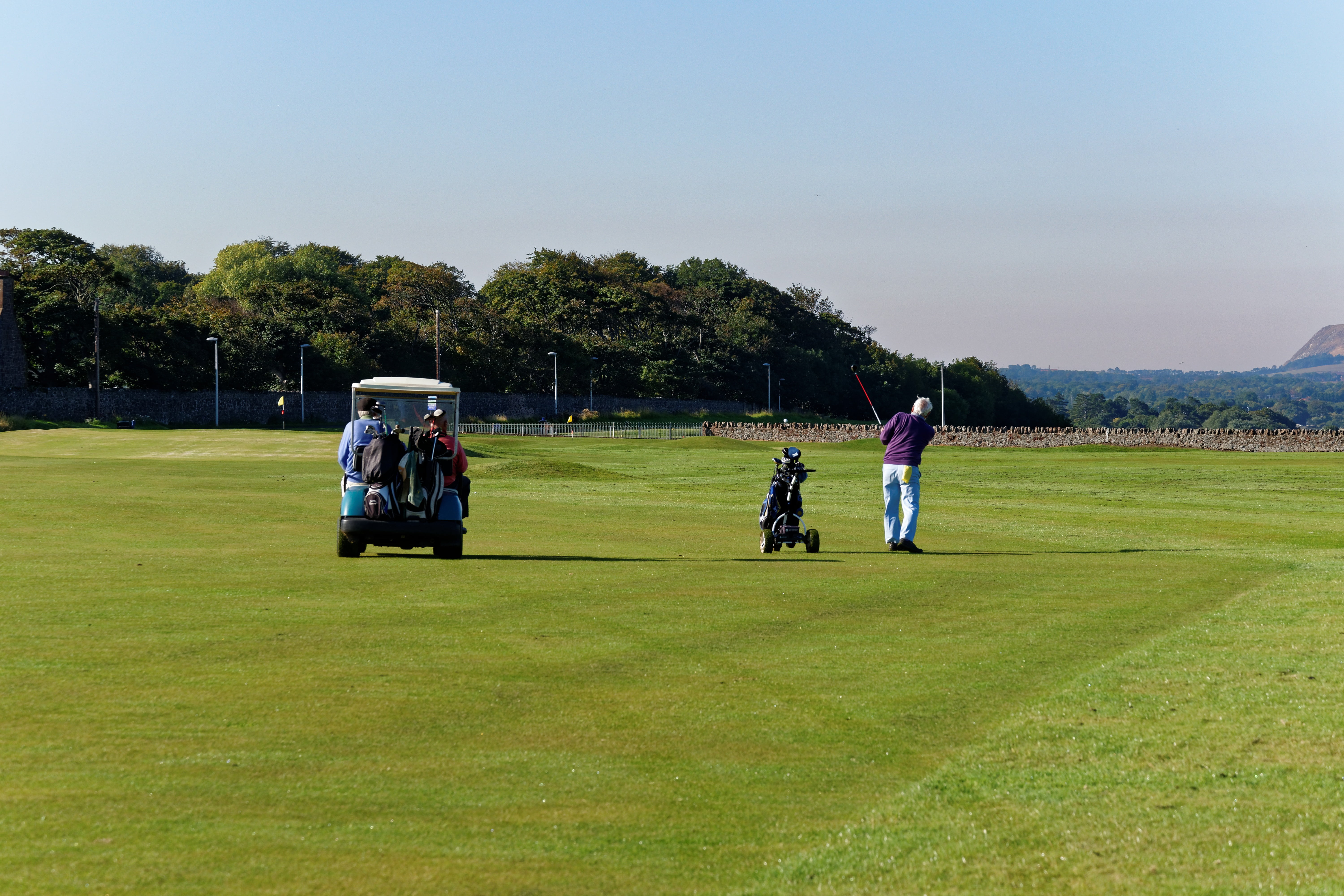 sun, fun, day, leisure activity, golf background, shot, sky, impact, sport, golf ball, golf buggy, landscape, leisure, ball, course, fairway, recreational Pursuit, HD Wallpaper