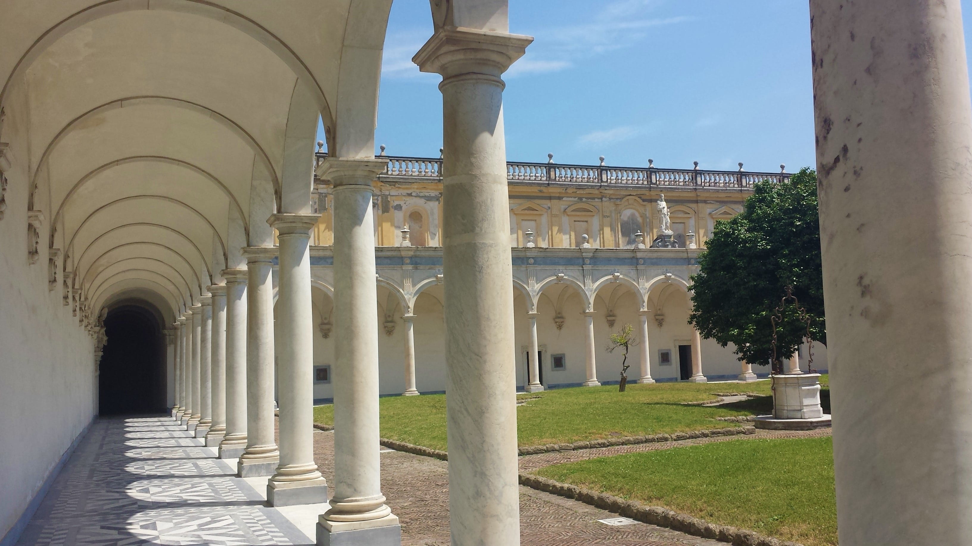 Chartreuse, corridor, San Martino, sky, Church, day, no people, nature, 2K, old buildings, architecture, the past, naples, colonnade, built structure, HD Wallpaper