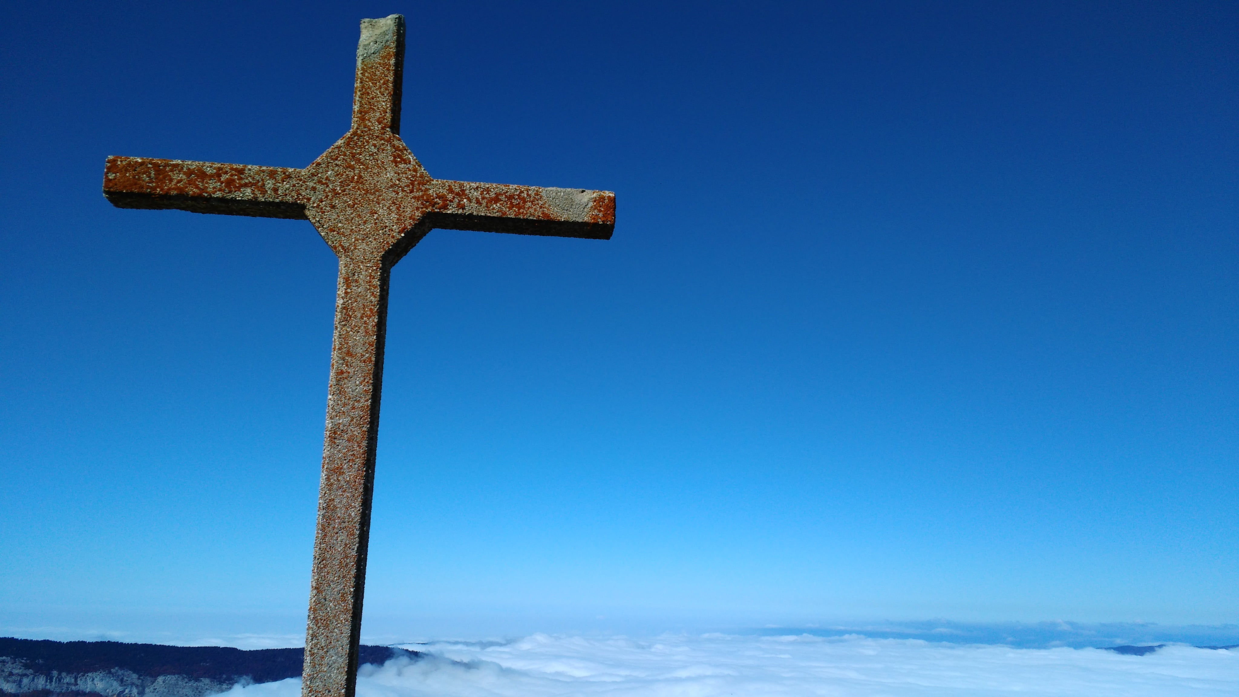 cold temperature, sky, hiking, cross granier, chartreuse, winter, alps, 4K, day, cross, cross shape, copy space, outdoors, snow, spirituality, clear sky, HD Wallpaper