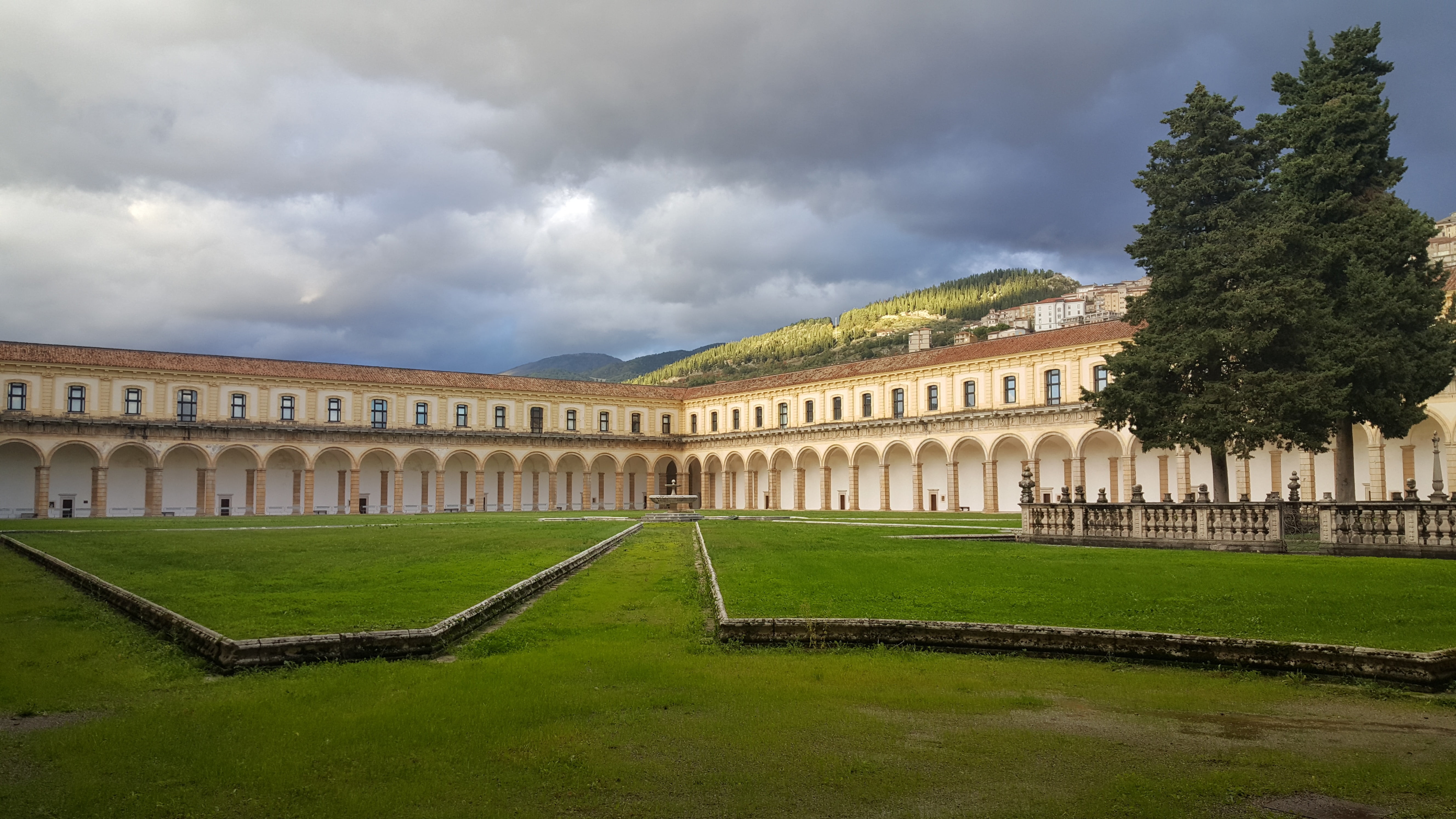 sky, building exterior, architectural column, no people, travel destinations, building, cloud - sky, europe, italy, 5K, southern italy, history, green color, HD Wallpaper