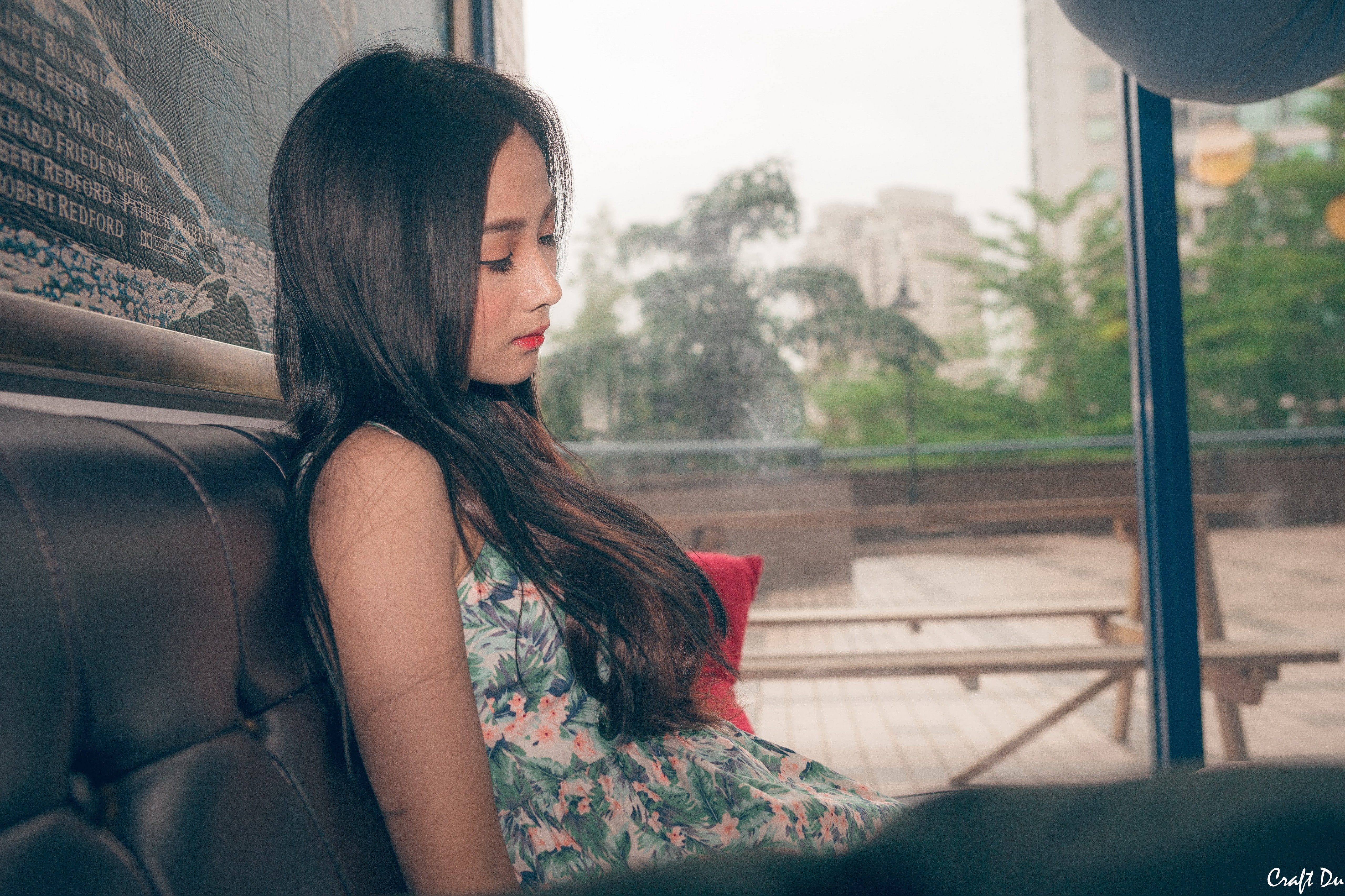young women, one person, Asian, hairstyle, looking, Flower Dress, hair, looking through window, beautiful woman, leisure activity, window, closed eyes, HD Wallpaper
