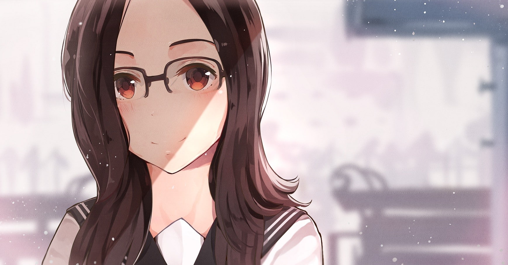 close-up, headshot, glass - material, looking through window, young women, window, 720P, anime girls, digital composite, adult, beautiful woman, transparent, HD Wallpaper