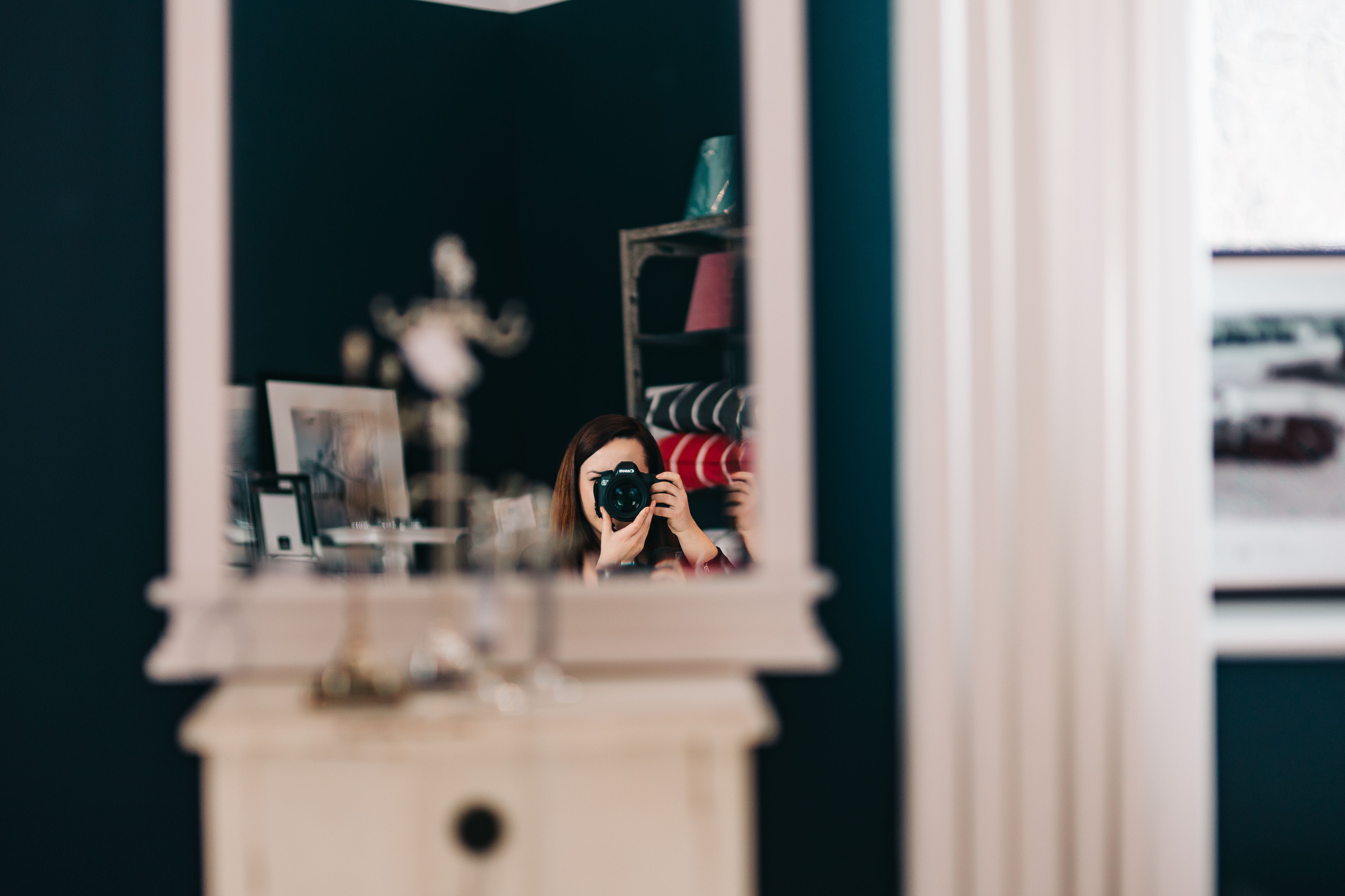 photos, window, indoors, camera, selective focus, day, representation, Woman, looking through window, art and craft, pink, business, decoration, reflection, HD Wallpaper