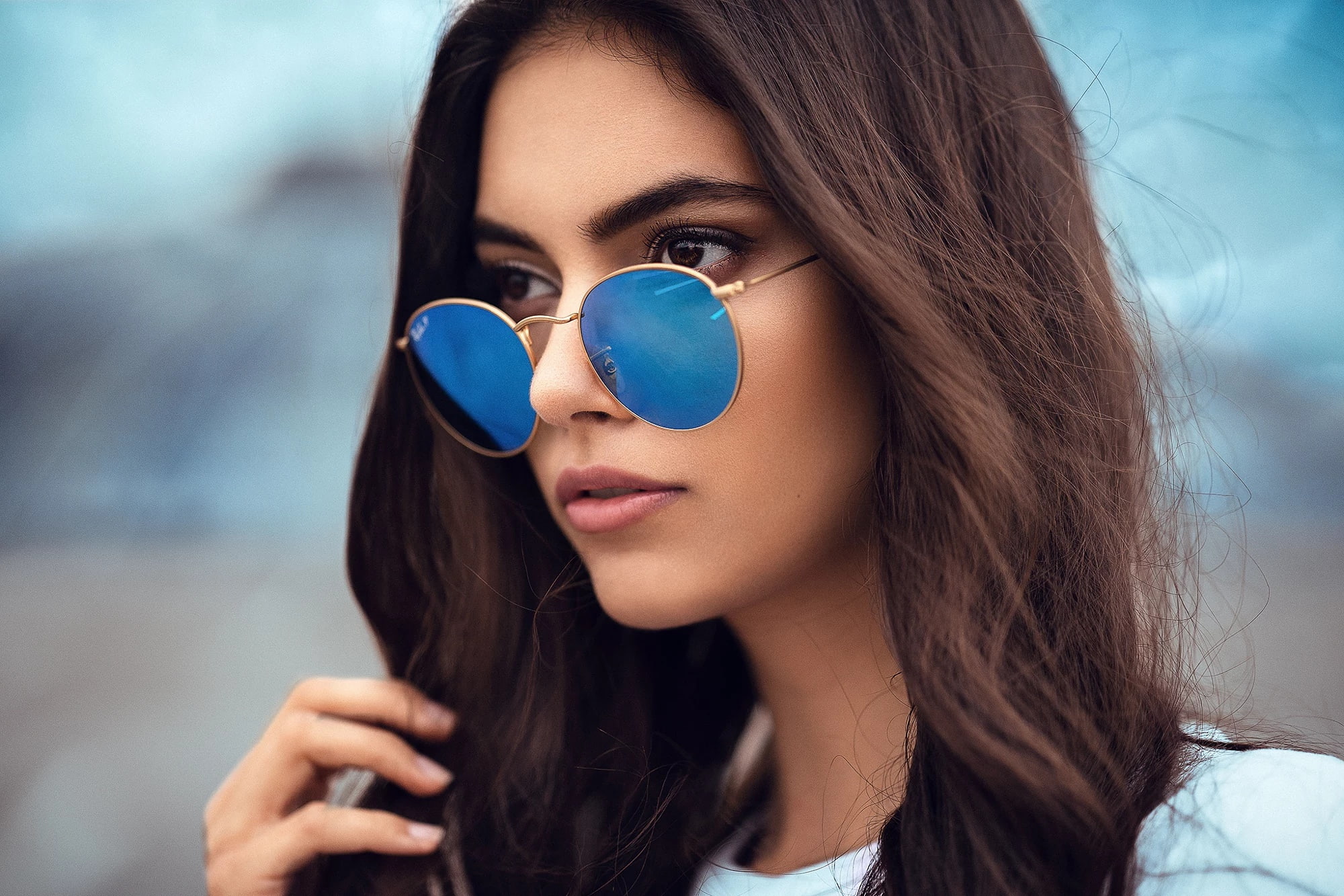 girl, glasses, Laura, Anatoly Oskin, look, 1080P, HD Wallpaper