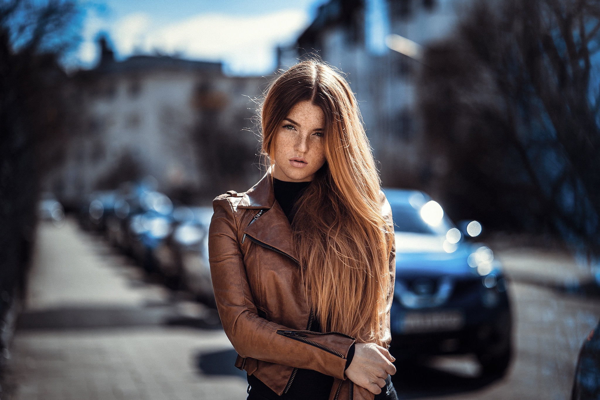 women outdoors, model, 1080P, urban, women, long hair, Anatoli Oskin, HD Wallpaper