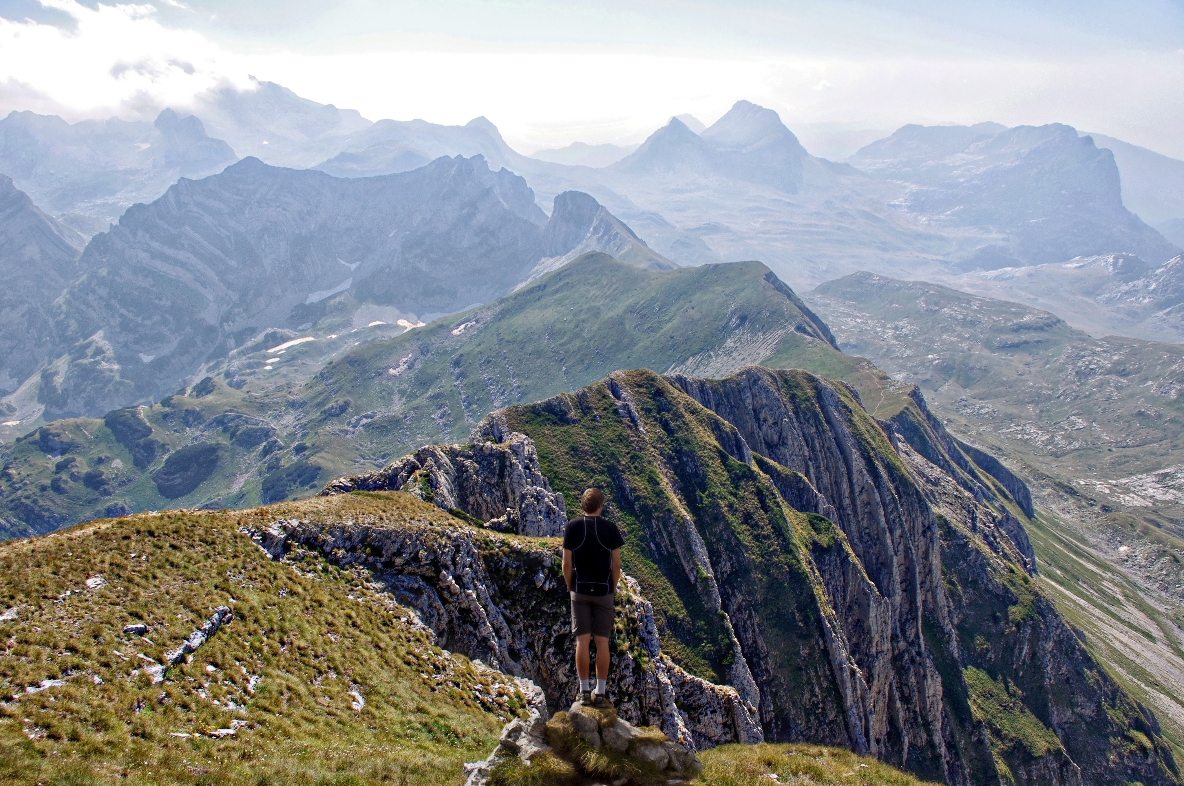 people, mountain scene, mountain Peak, activity, travel, range, person, rear view, stunning view, beautiful, environment, nature, sport, beauty in nature, HD Wallpaper
