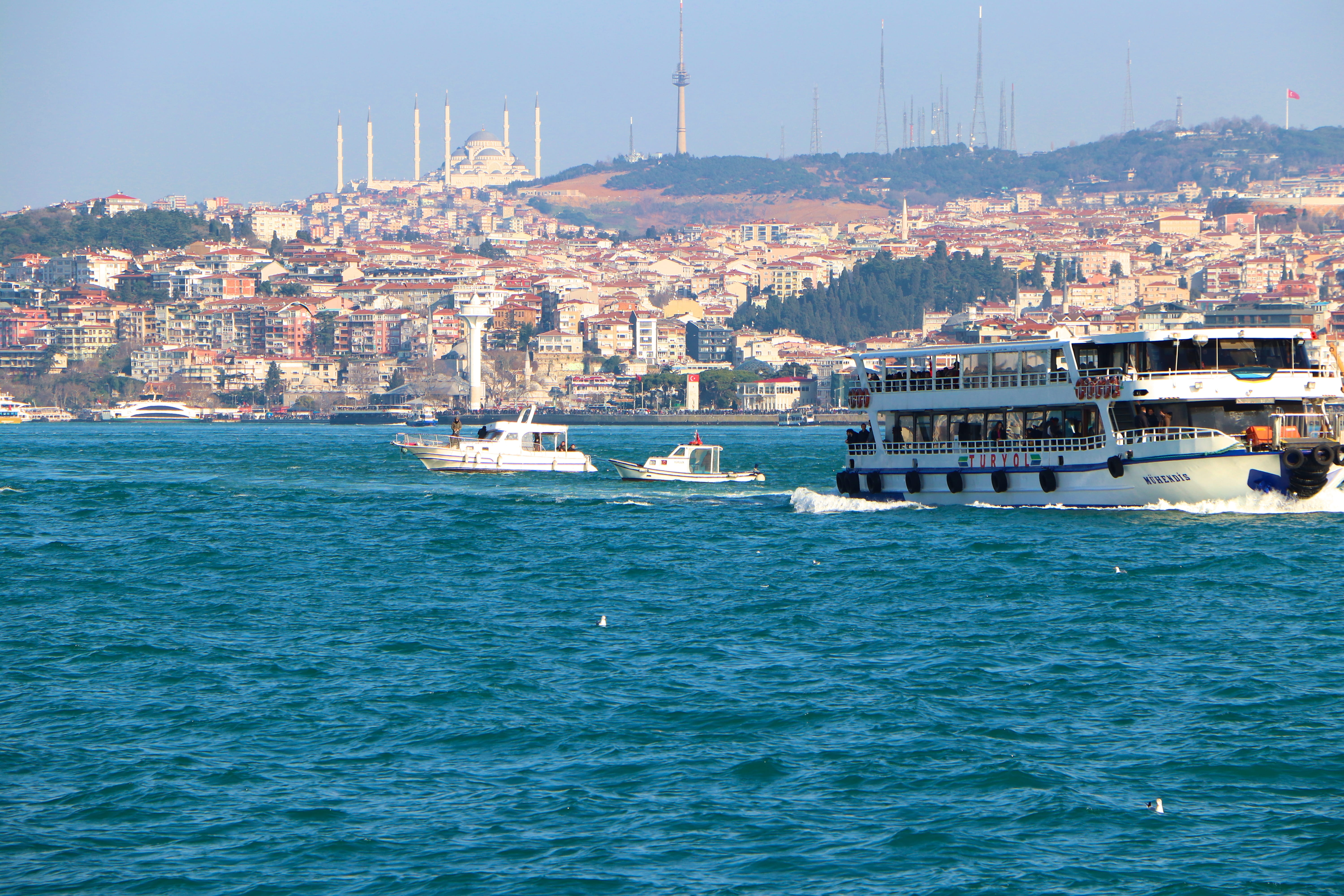 unesco, turkey, istanbul, sea, minaret, islam, historical, city, bosphorus, passenger craft, ship boat, no people, tourism, water, residential district, HD Wallpaper