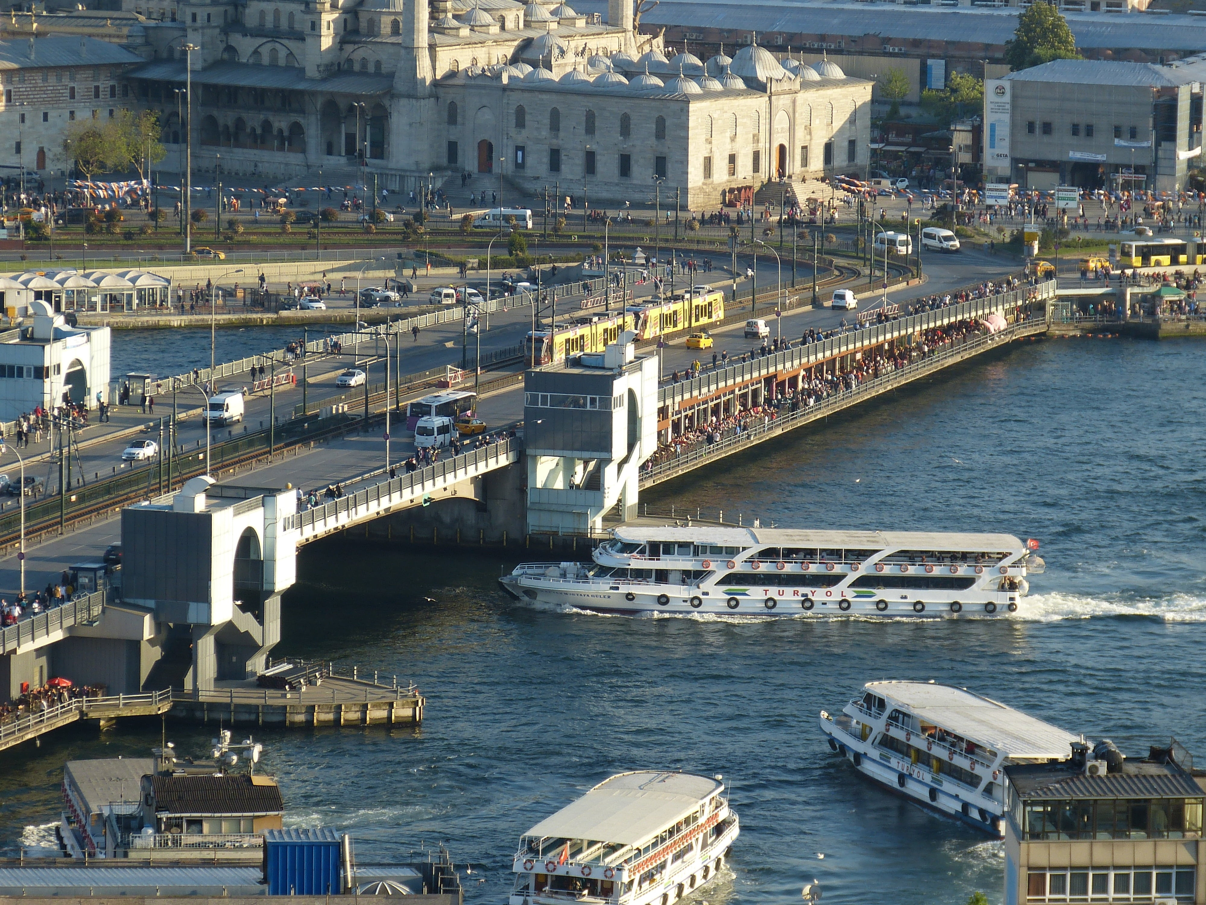 historically, galata, day, mode of transportation, nautical vessel, bridge - man made structure, architecture, high angle view, dome, turkey, orient, transportation, HD Wallpaper