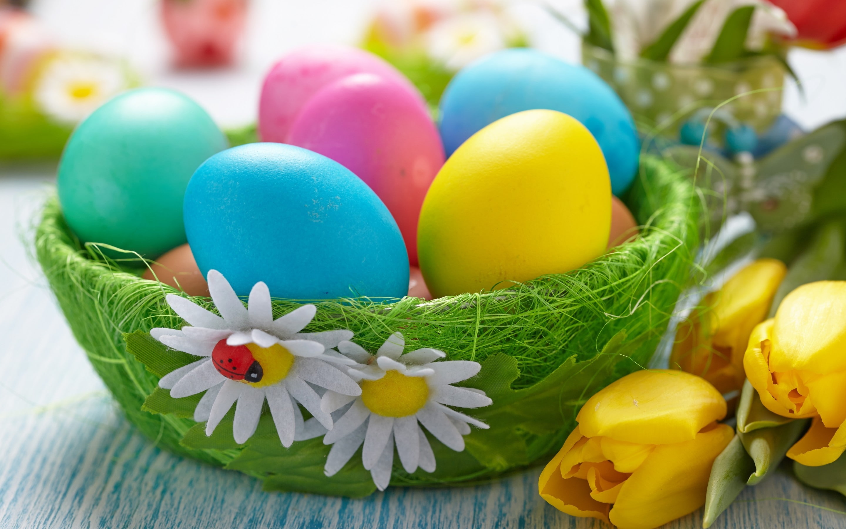 lovely, easter 2014, easter eggs, 2K, basket, easter, easter eggs 2014, 2014 easter eggs, HD Wallpaper