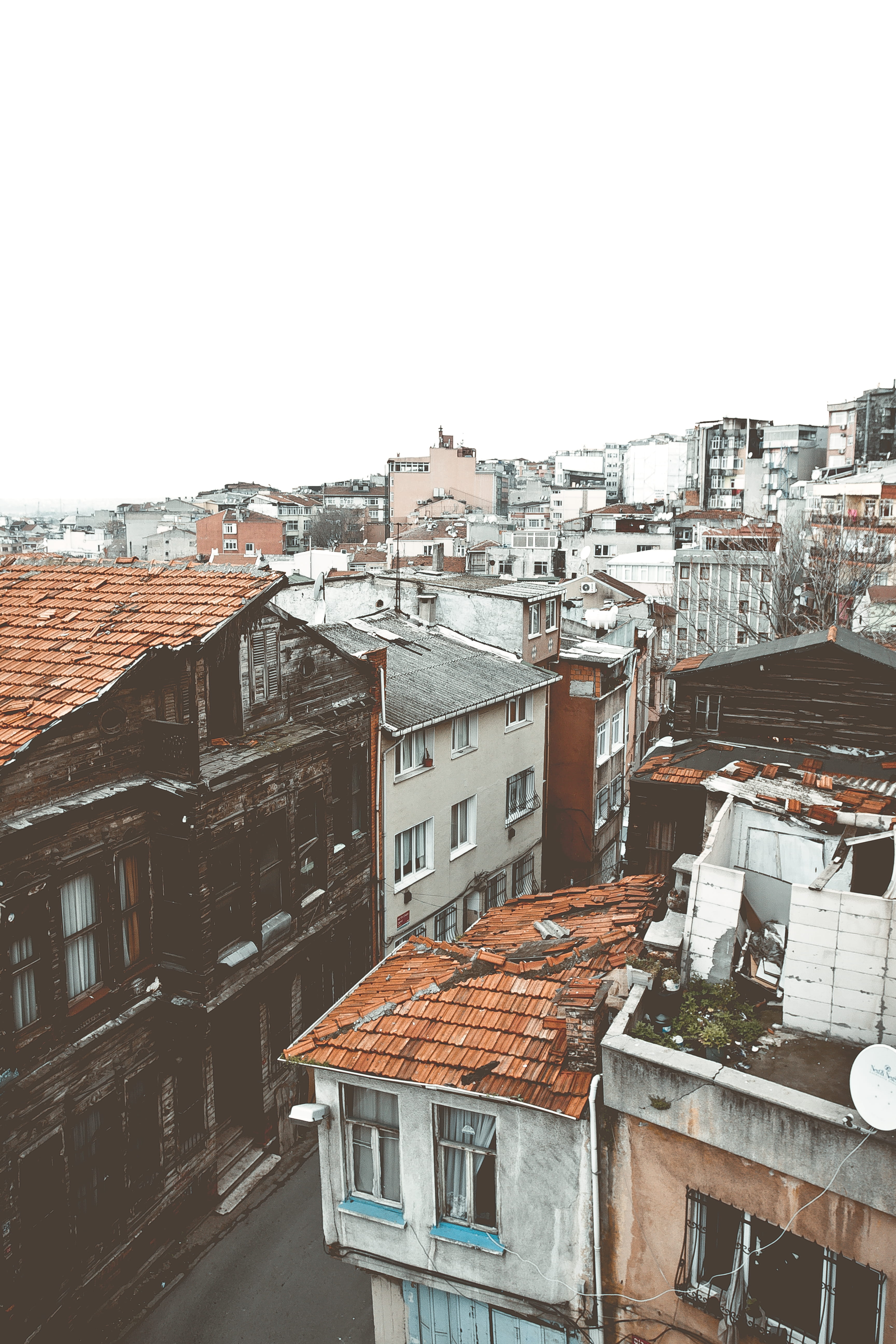 built structure, roof tile, turkish, apartment, streets, clear sky, architecture, day, building, residential district, cityscape, population, copy space, Phone HD Wallpaper