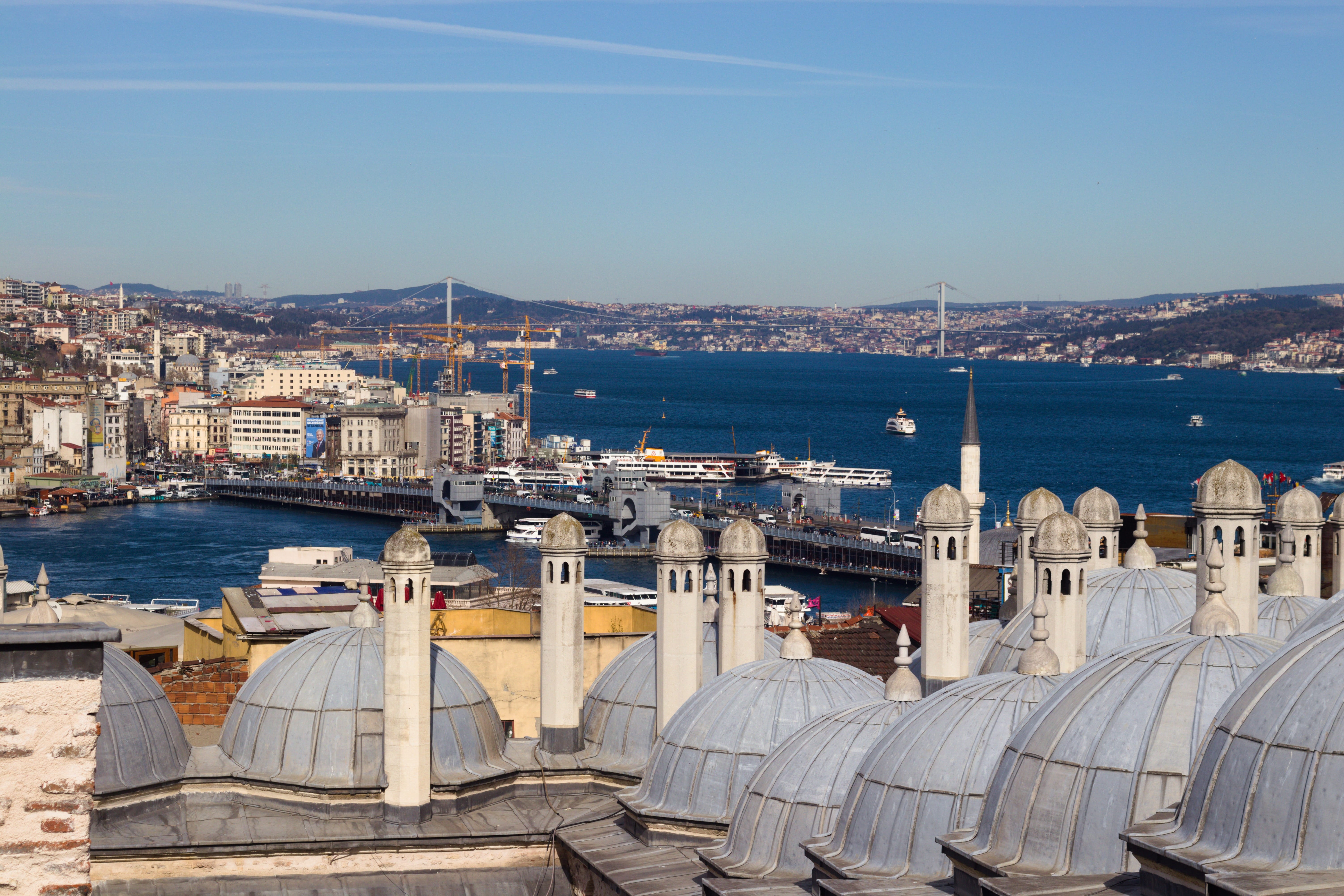 no people, eminönü, building exterior, minaret, aesthetics, landscape, sailboat, fatih, water, faith, nautical vessel, transportation, beautiful, marine, HD Wallpaper