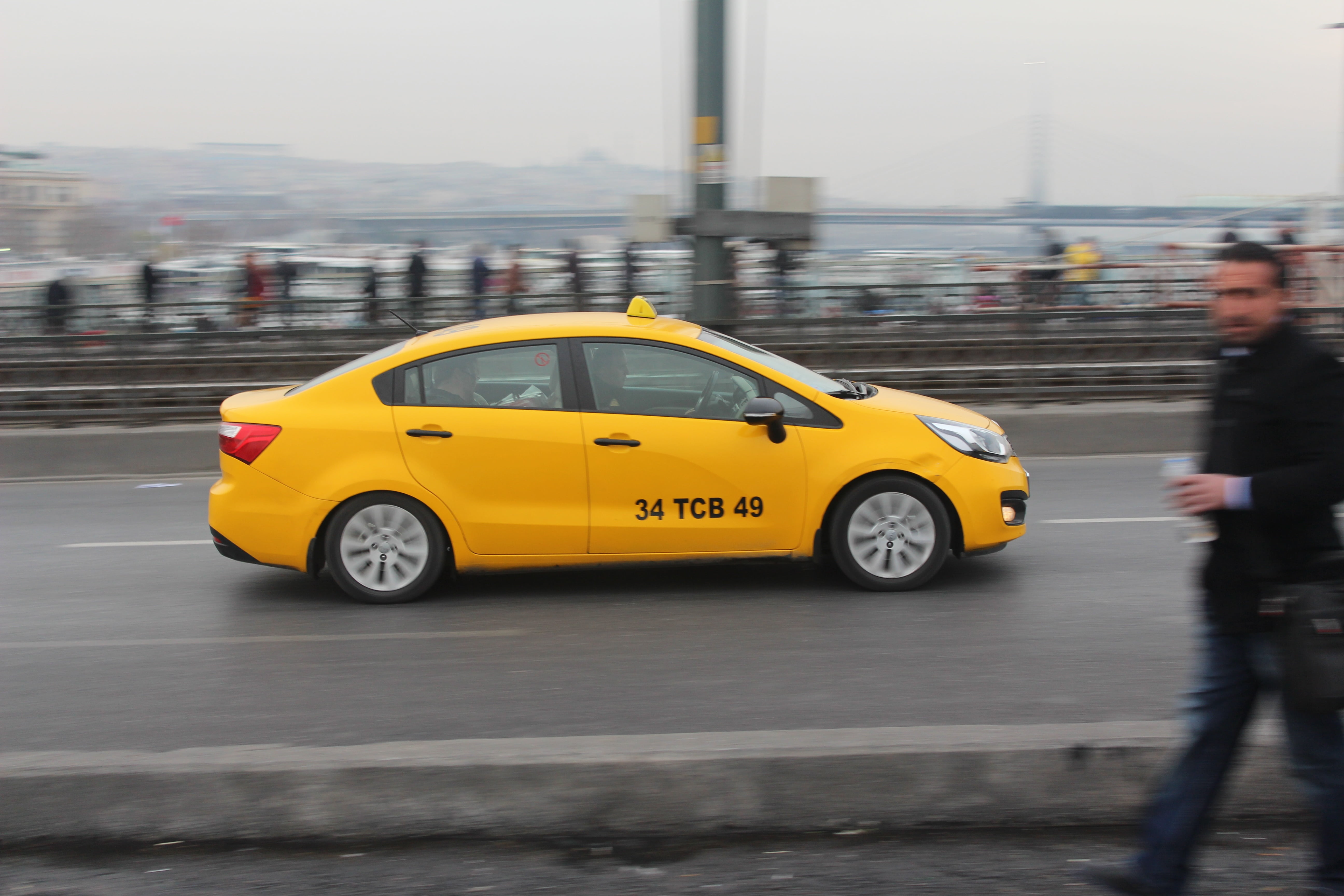 motion, the minarets, motor vehicle, white, technical, yellow, eminönü, city life, taxi, road, mode of transportation, on the move, wet, karaköy, architecture, HD Wallpaper