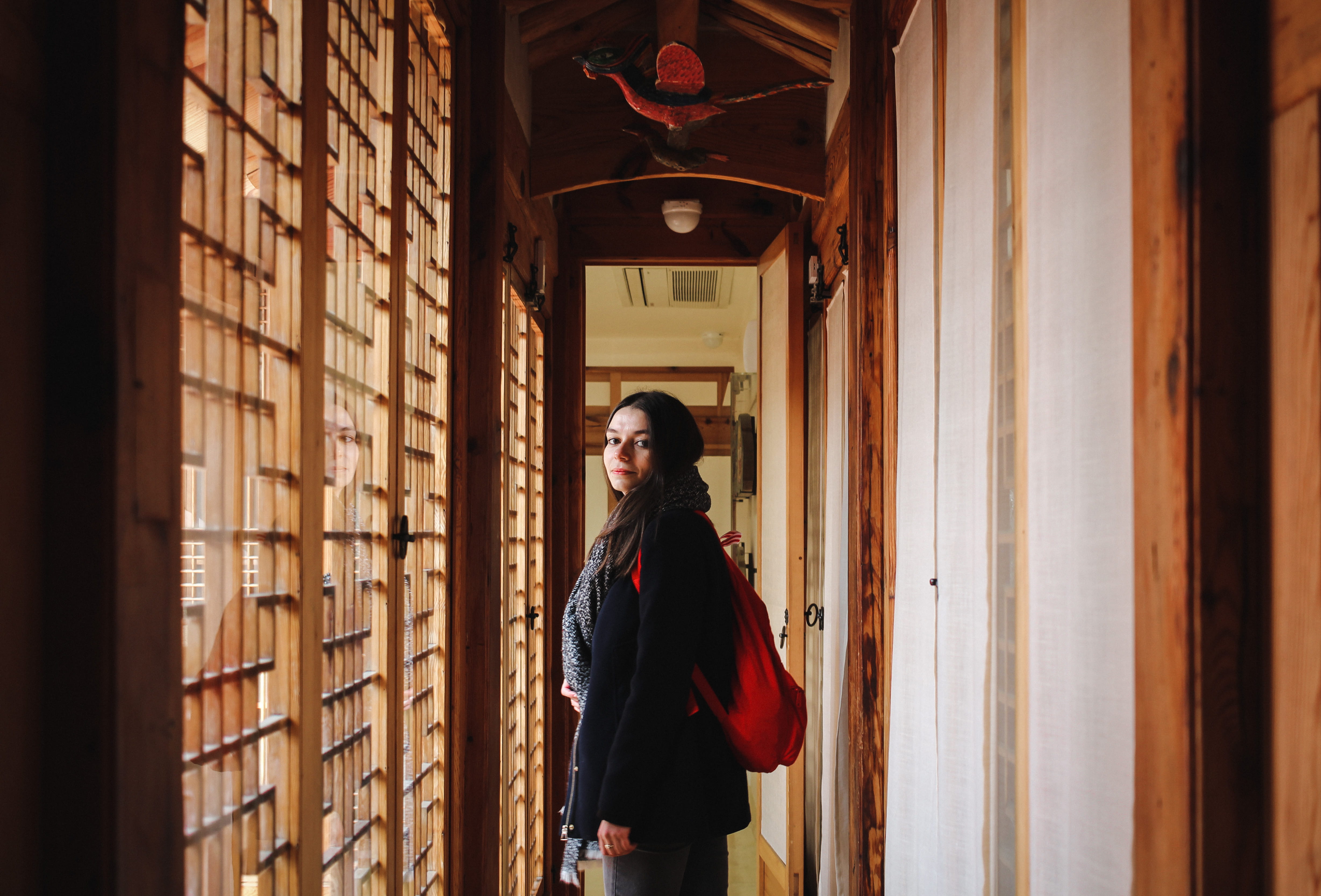 casual clothing, leisure activity, architecture, millenial, front view, seoul, house, korean, traditional clothing, woman, interior, young adult, 4K, adult, HD Wallpaper