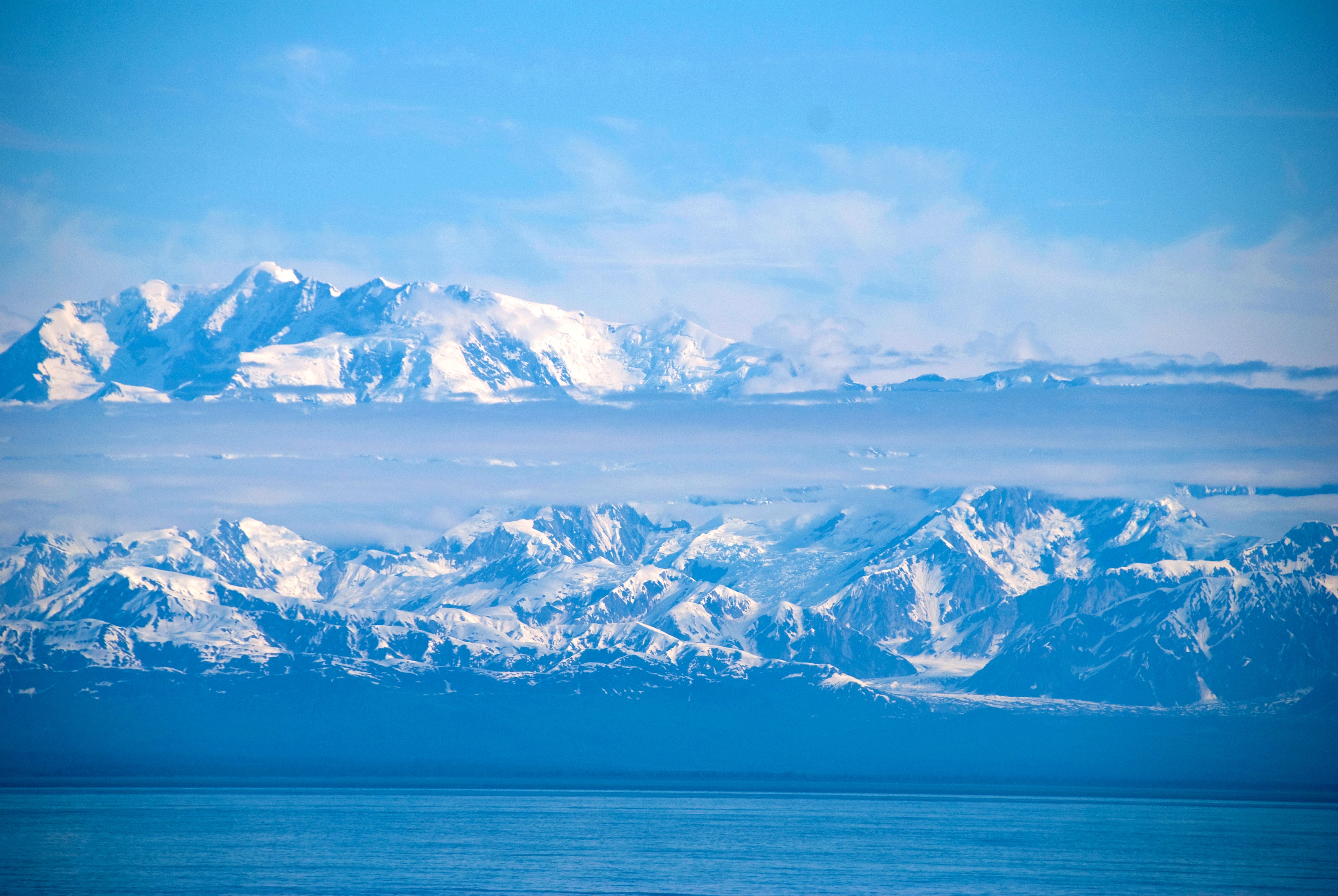 no people, mountain Range, nature, photography, lagoon, blue, scenics, frozen, beauty in nature, outdoors, cloud - sky, blue sky, glacier, cold temperature, HD Wallpaper