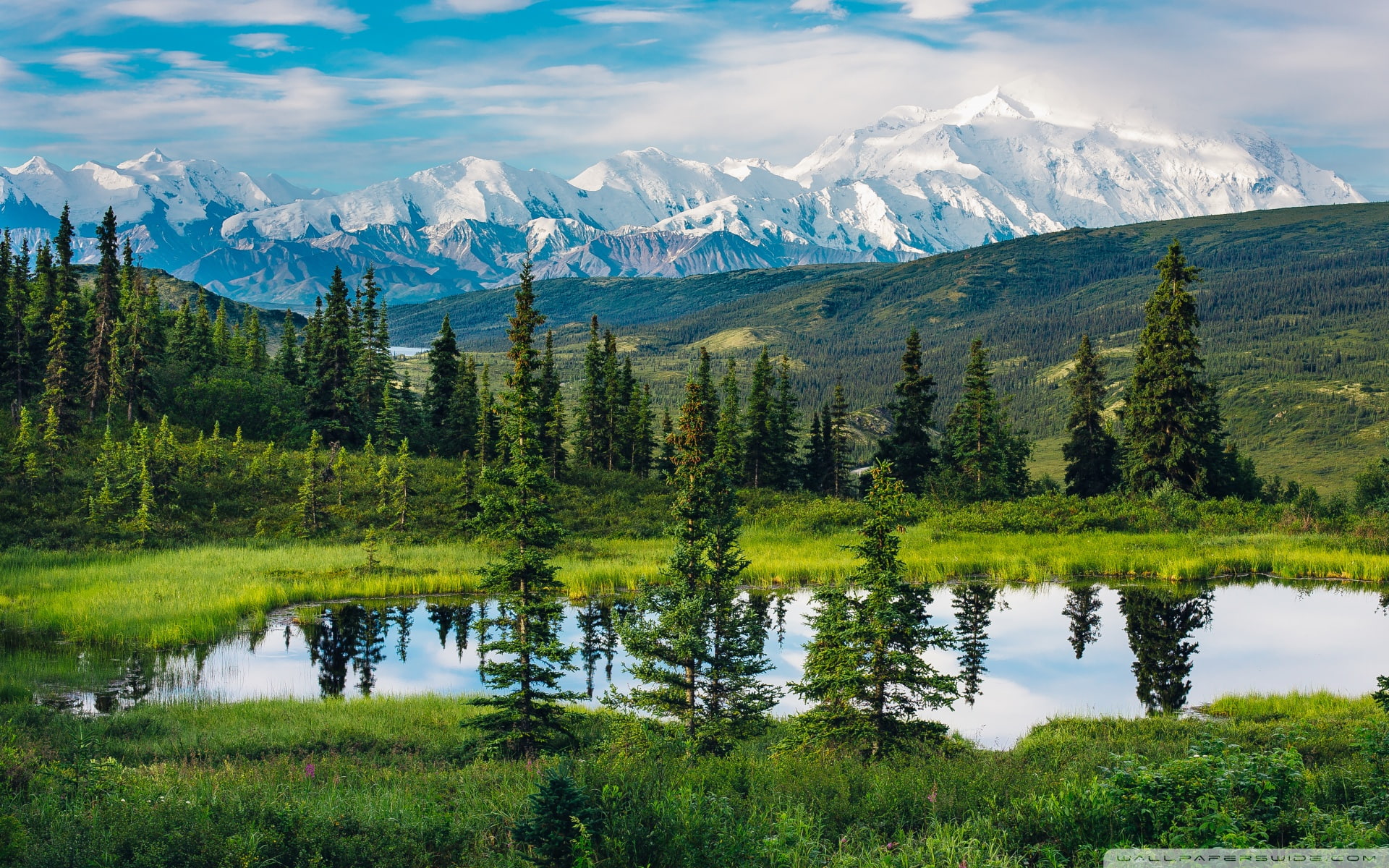 beautiful, mountain, 1080P, range, landscape, alaska, lakes, HD Wallpaper