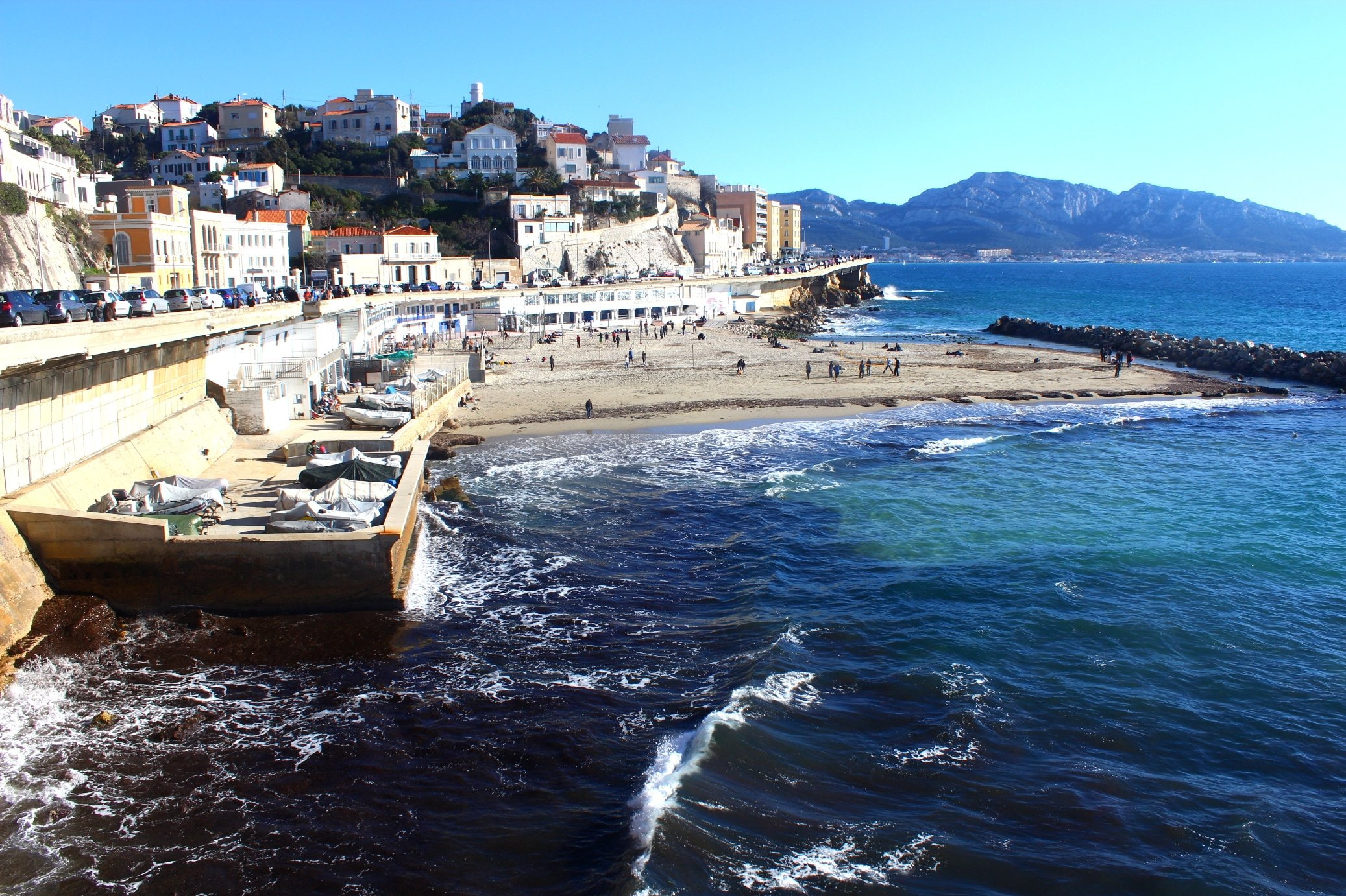 corniche, nature, calanques, france, rivages, plage, provence, marseille, panoramic, beach, prado, 1080P, panorama, sea, HD Wallpaper