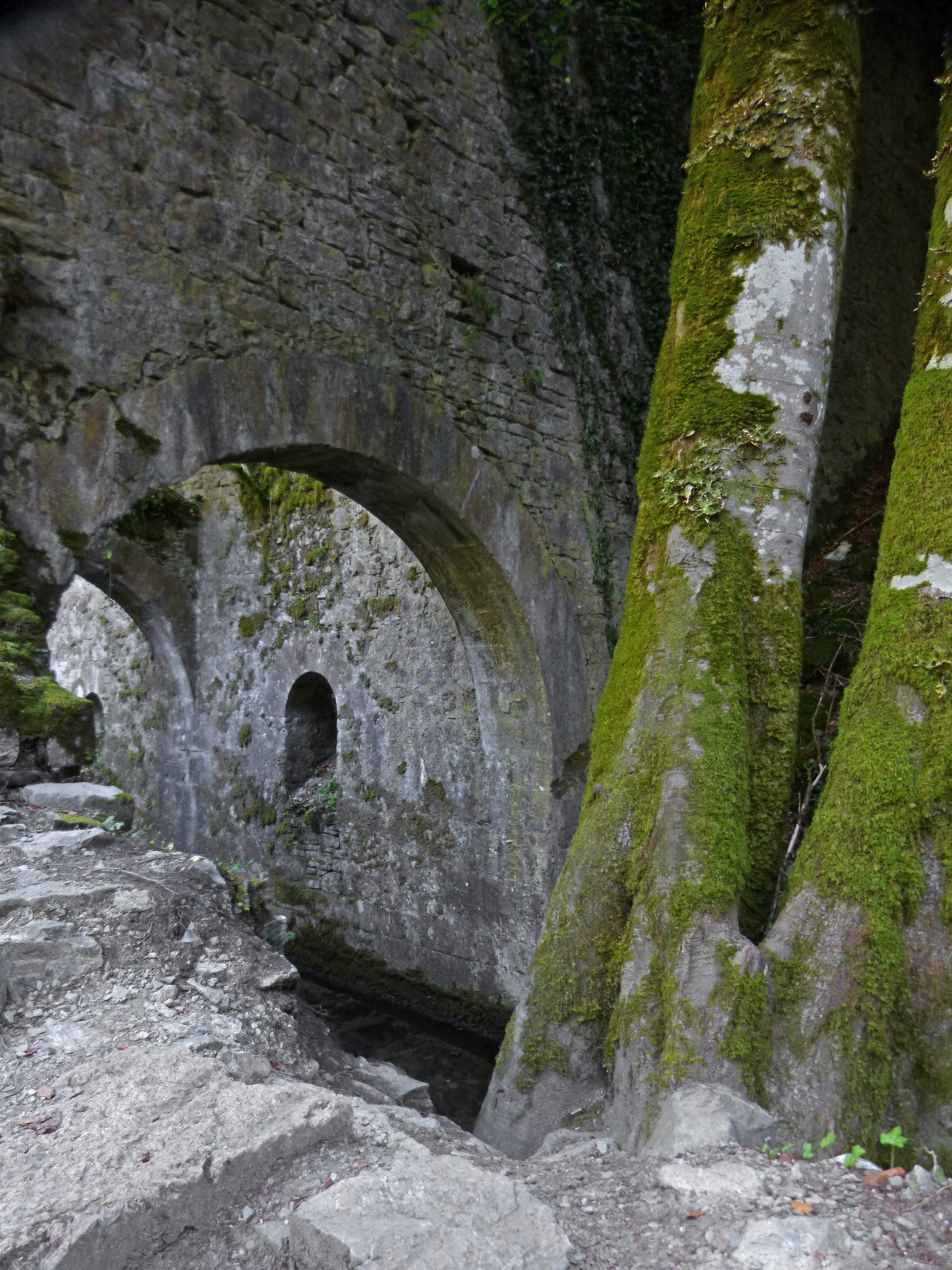 ruins, outdoors, navarre, nature, the past, stone wall, 4K, arch bridge, romantic, royal factory of weapons of eugui, well, architecture, old, tunnel, Phone HD Wallpaper