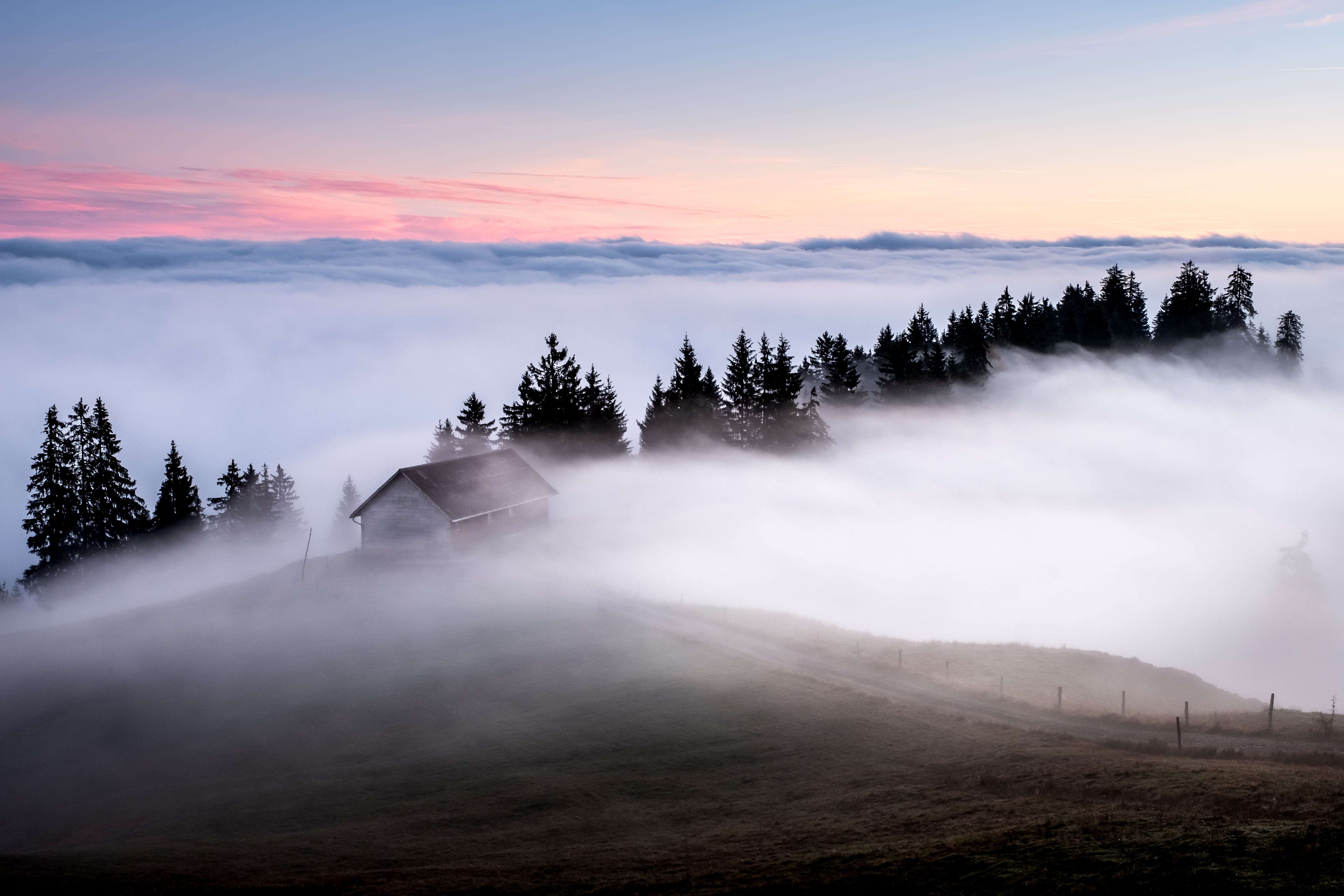clouds, white, fogs, autumn, house, glory, town, fog, beauty In Nature, nature, forest, hill, weather, snow, schwyz, horizon, cloud - Sky, tourism, switzerland, HD Wallpaper