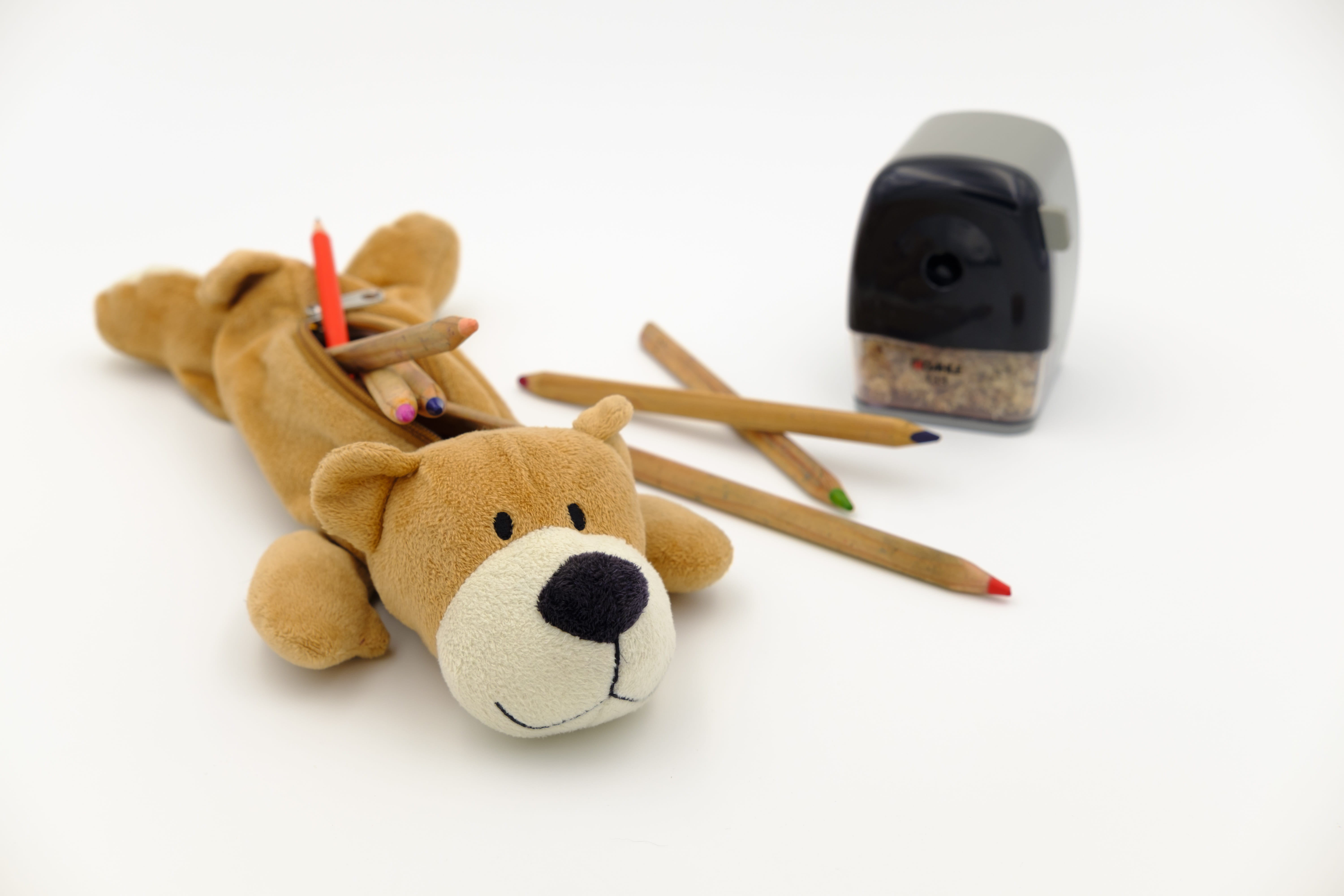 school pencil case, pencil case, write, writing accessories, toy, indoors, cut out, school, close-up, group of objects, wooden pegs, colour pencils, school supplies, HD Wallpaper