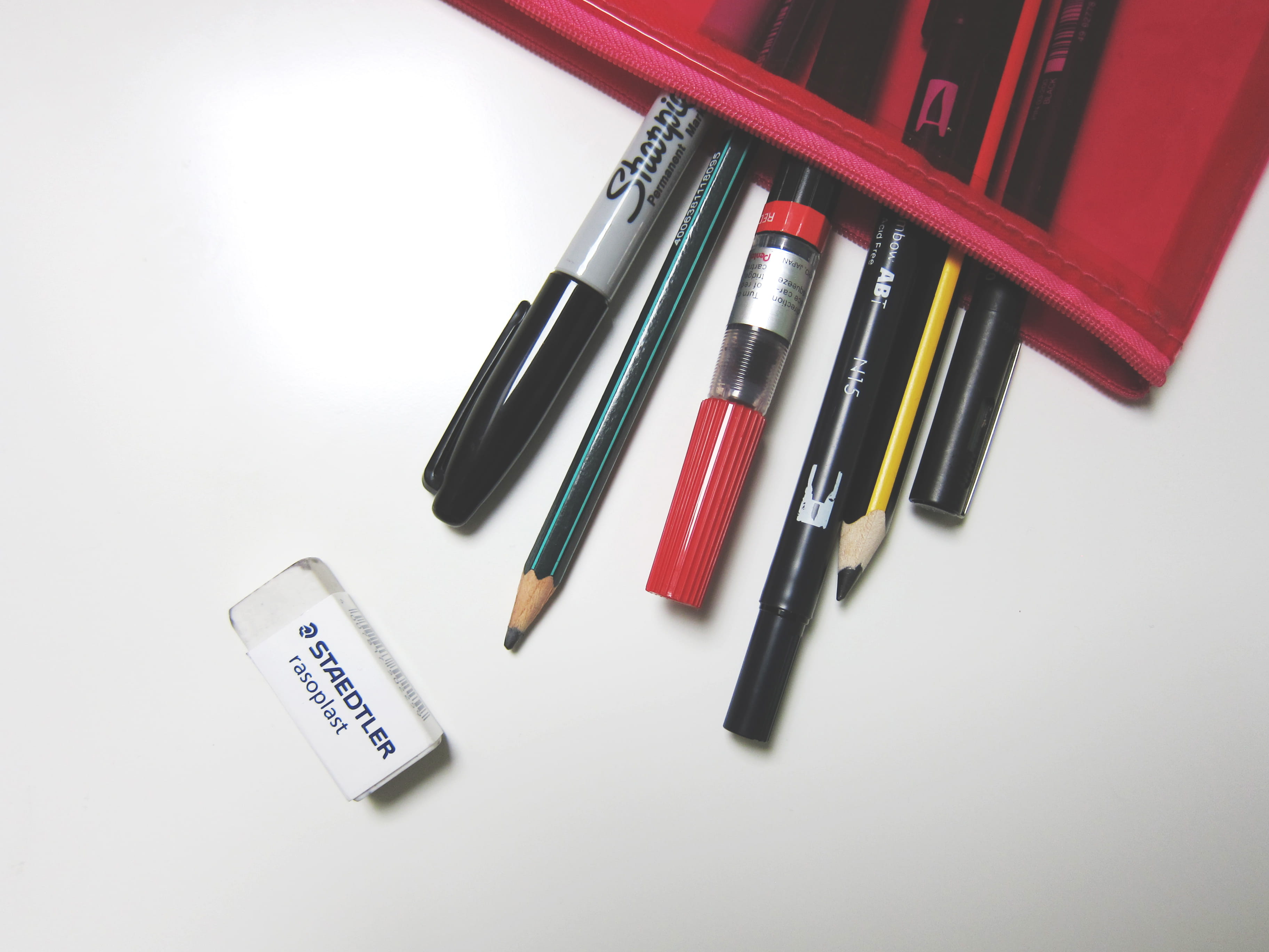 side by side, indoors, directly above, designer, stationery, multi colored, artist, close-up, eraser, sharpies, art, 2K, publication, advertising, collection, HD Wallpaper