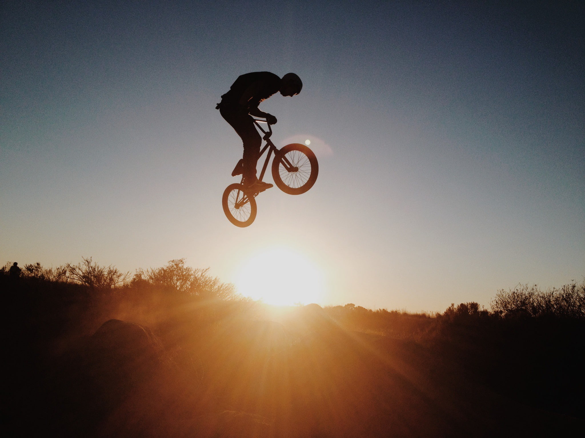 1080P, silhouette, mountain biking, Sunset Silhouette, sunset, bicycle, sport, santa barbara, HD Wallpaper