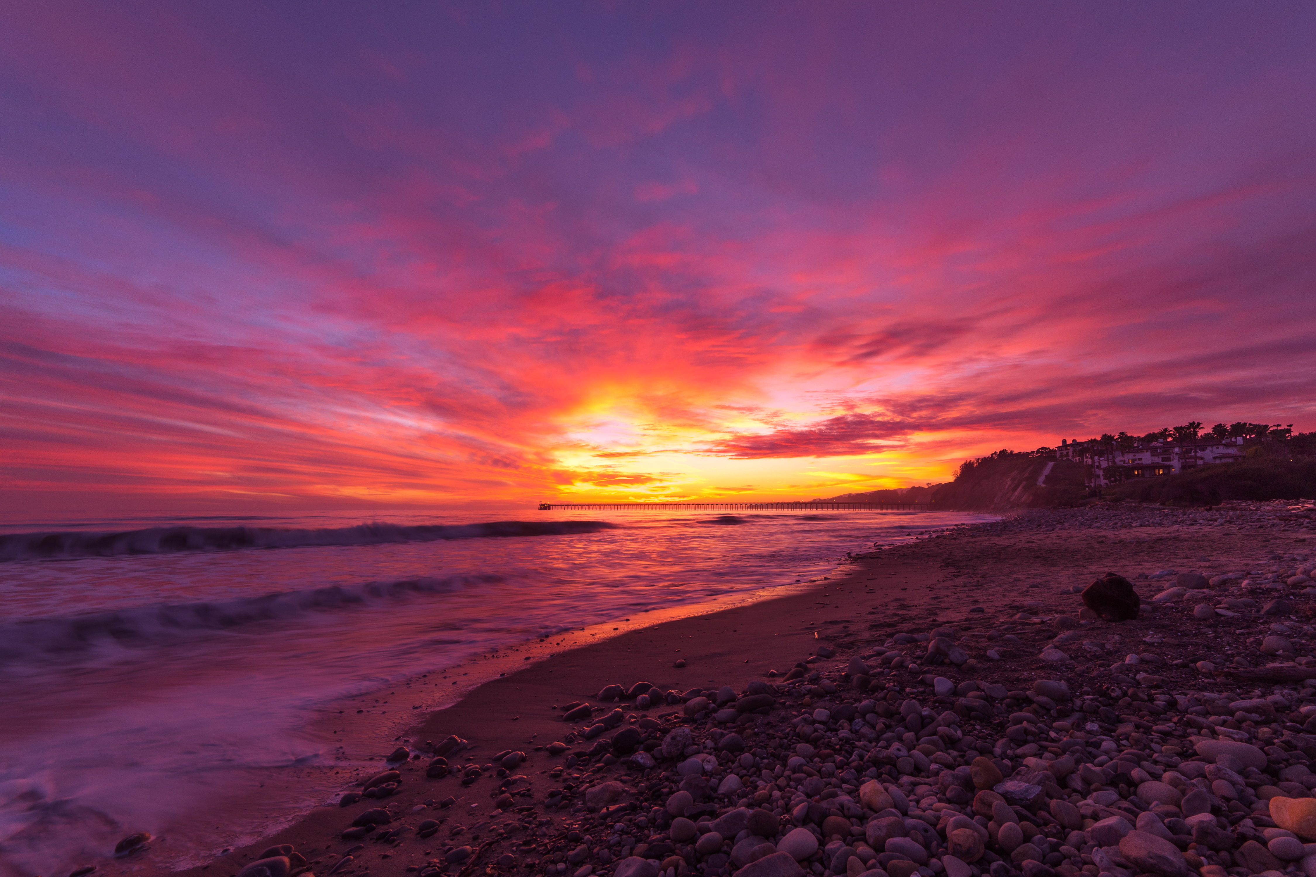 santabarbaracalifornia, sea, bacara, nature, coastal, elcapitanstatebeach, cloud - sky, horizon over water, rock - object, 4K, photography, seascape, rock, HD Wallpaper